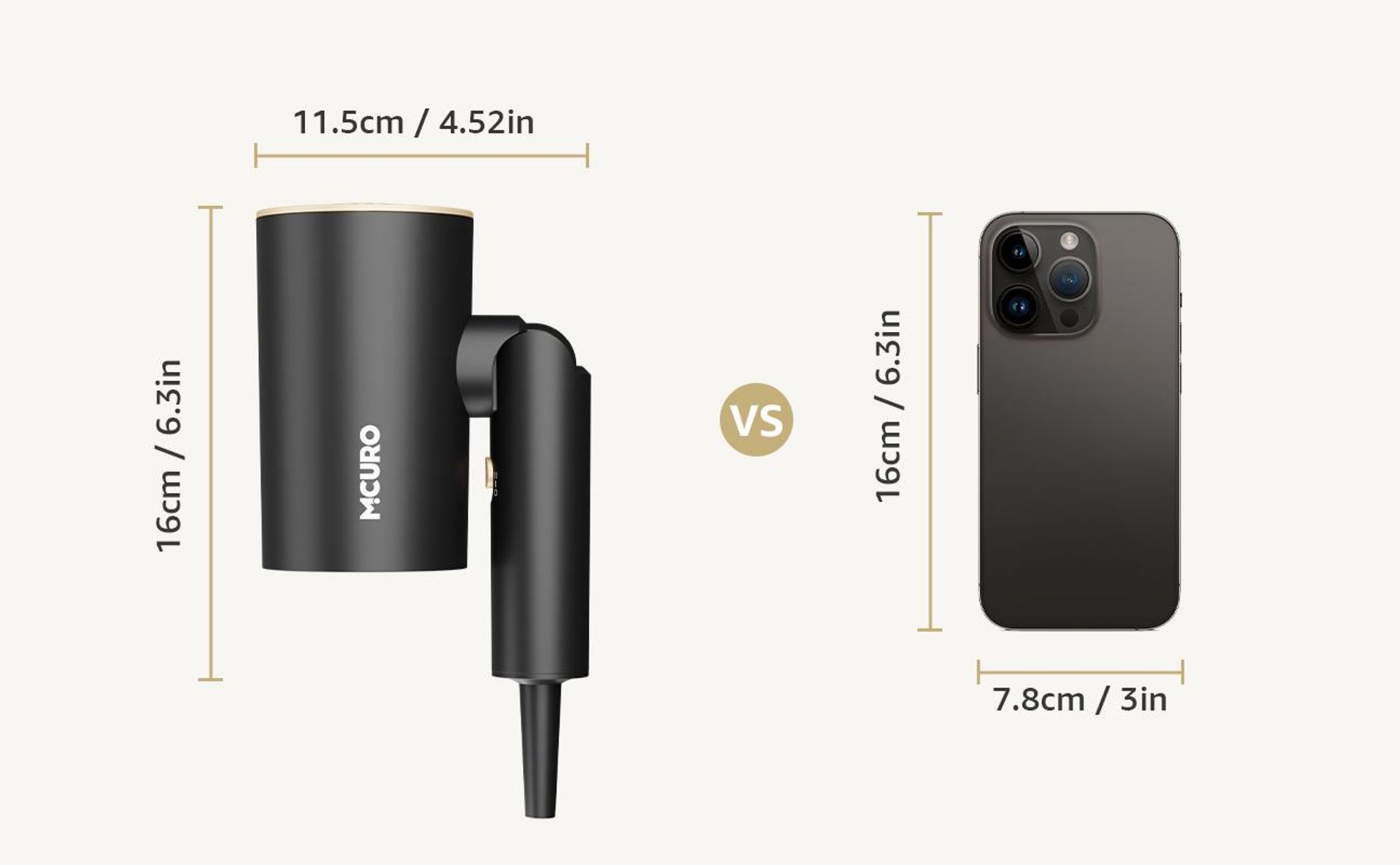 MCURO Haartrockner Ionen 2100W, Profi Föhn mit Heiß-/Kaltlufttaste, 2 Heizstufen & 3 Geschwindigkeiten, Faltbarer Reisehaartrockner, Schnelltrocknend, Schwarz
