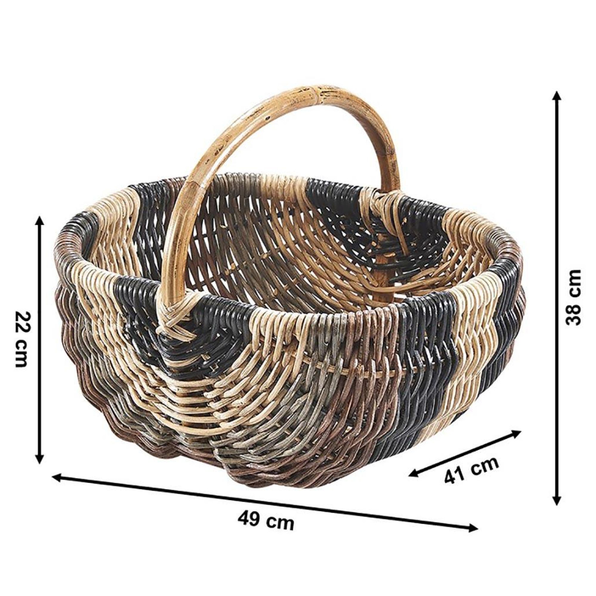 Kobolo Einkaufskorb Korb Rattankorb geflochten Rattan - multicolor hellbraun