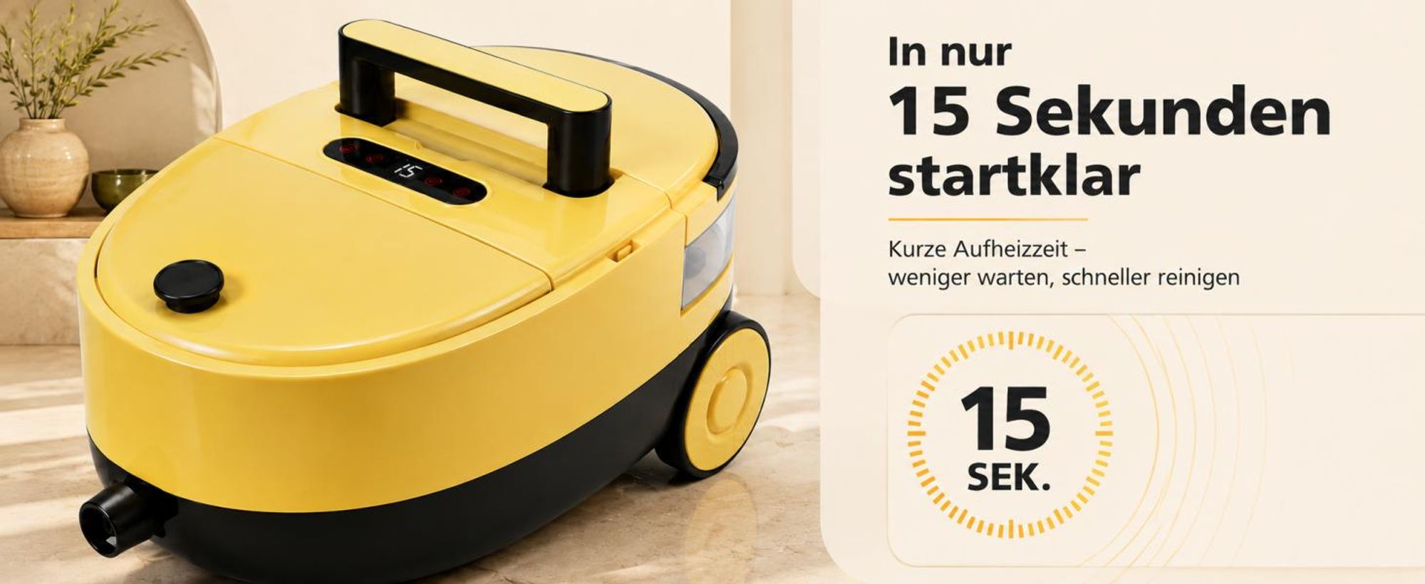 2500W Tragbarer Dampfreiniger, 2L Wassertank, 3 Dampfstufen am Griff, 15 Sek. Aufheizzeit, integrierter Stauraum, 20 Zubehörteile für Haus und Küche