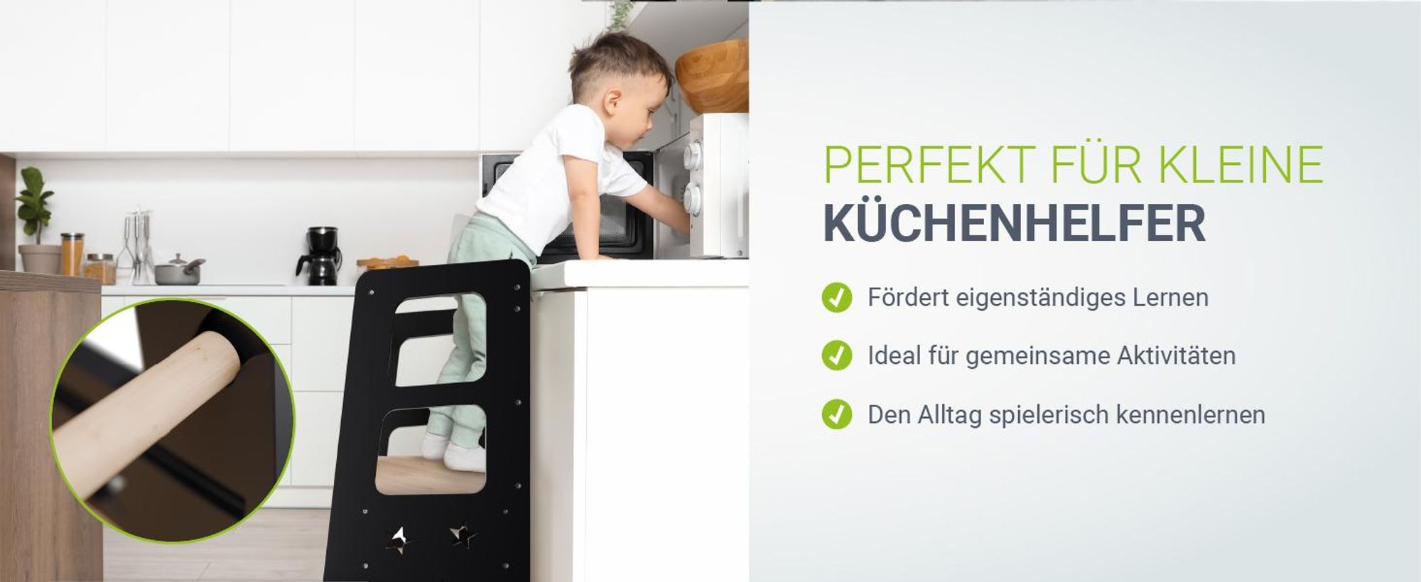Juskys Lernturm Henny - für Kinder ab 1 Jahr, Stehhilfe - Schwarz
