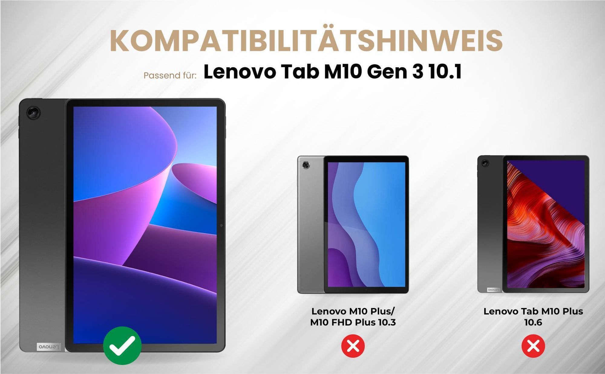 Kompatibilitätshinweise Tablet Cover für Lenovo Tab M10 Plus 10.1