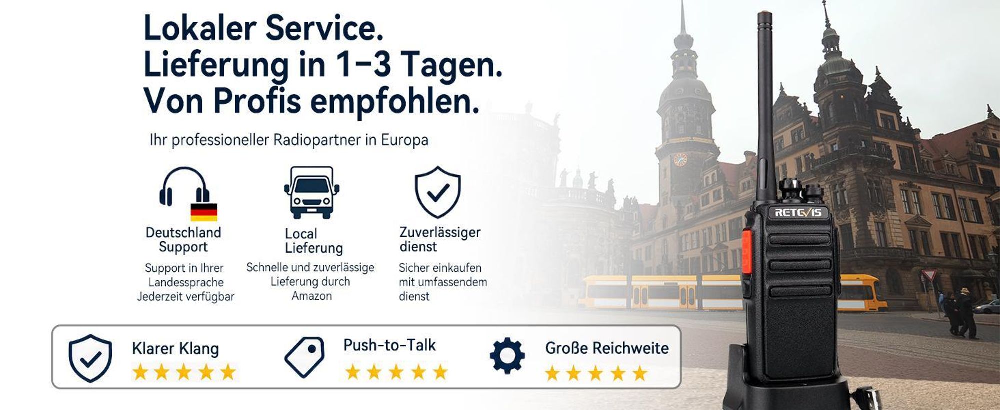 Retevis RT24 Funkgeräte Set, Walkie Talkie PMR 446 mit Headset und USB Ladeschale, 16 Kanäle VOX Squelch Wiederaufladbar, für Schule Logistik 20 Stück