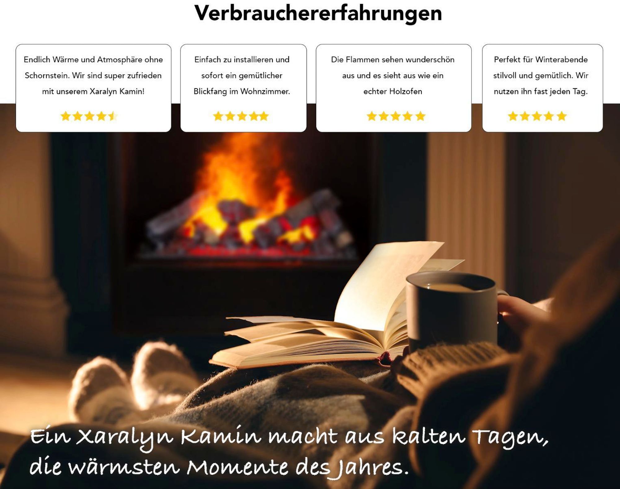 Xaralyn Wasserdampf-Kamin - Opti-Myst Cassette 400 - mit Holzset - mit Fernbedienung - Elektrokamin - Einbaukamin mit Wasserdampf - Flammenhöhe einstellbar
