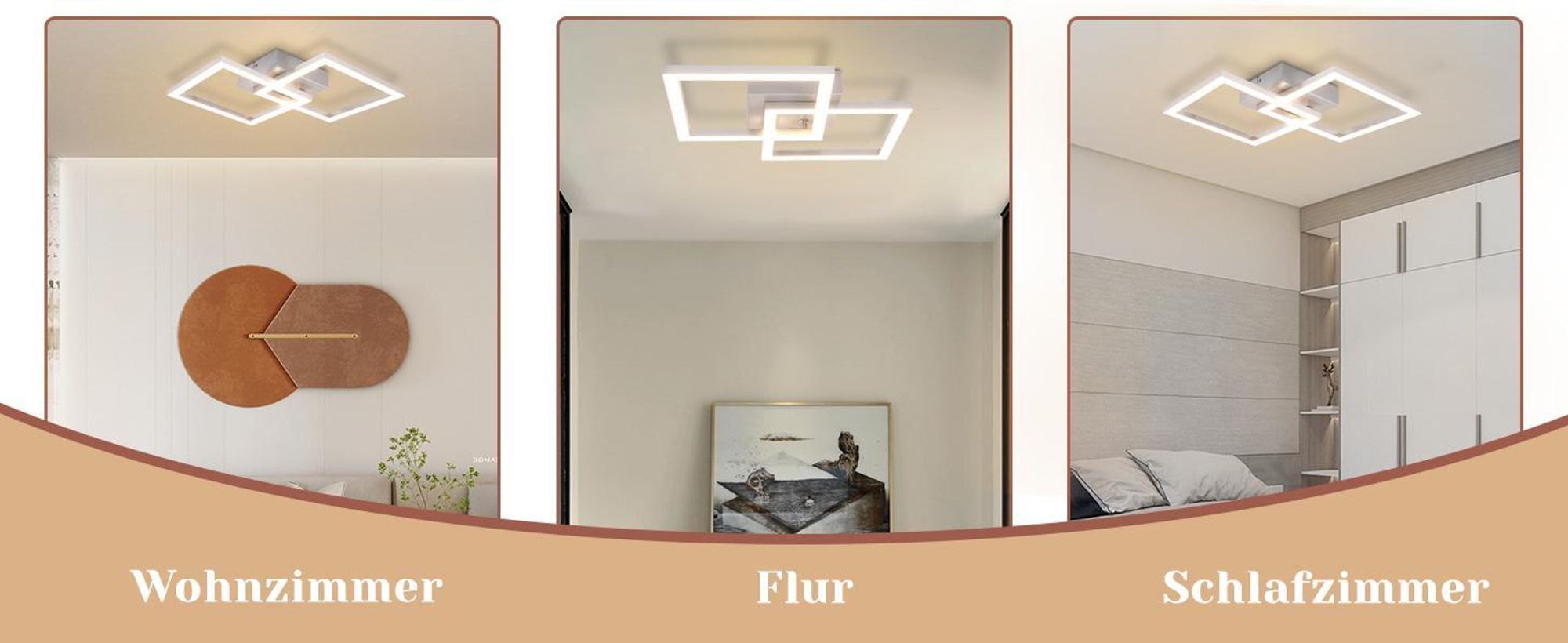 ZMH Deckenlampe LED Deckenleuchte Wohnzimmer Modern Design Küchenlampe 24W 4000K Wohnzimmerlampe Flurlampe Neutralweiß Schlafzimmerlampe Flur Deckenbeleuchtung Eckig Silber für Esszimmer Büro