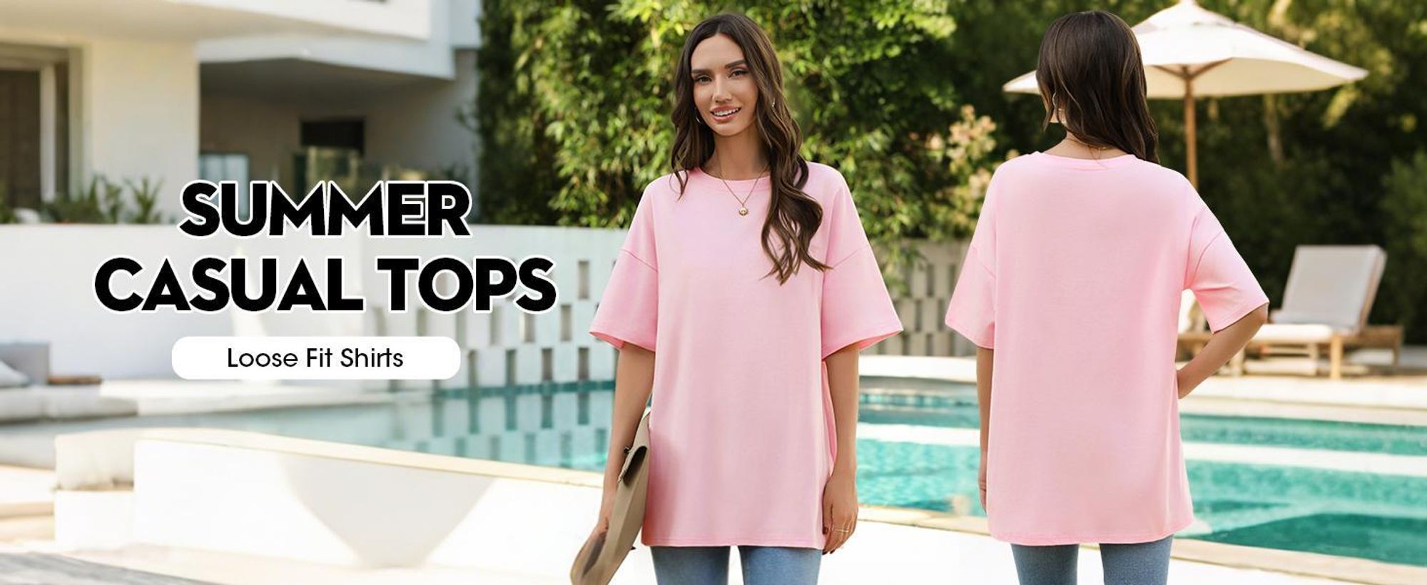 Oversized Damen-T-Shirts, Kurzarm, Rundhalsausschnitt, Tunika-Tops aus Baumwolle