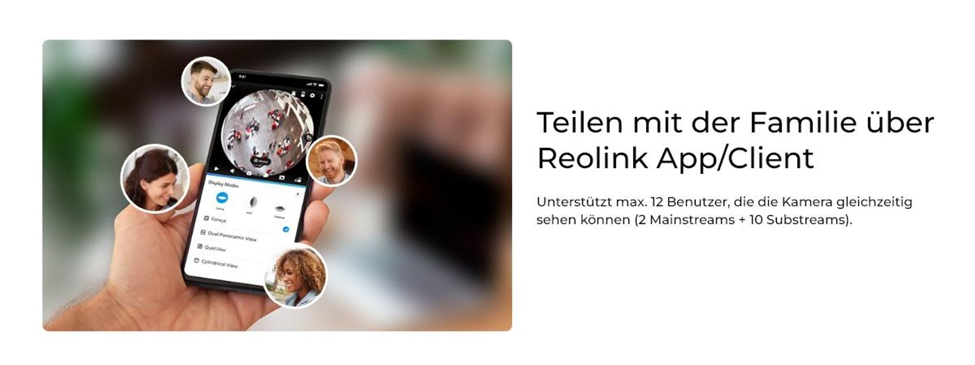 Reolink FE-W, 2K+ 6MP Fisheye-Kamera, 5/2,4GHz WLAN, 360° Panorama, Smarte Personenerkennung, Nachtsicht, Mehrere Anzeigemodi, 2-Wege-Audio, Sirene