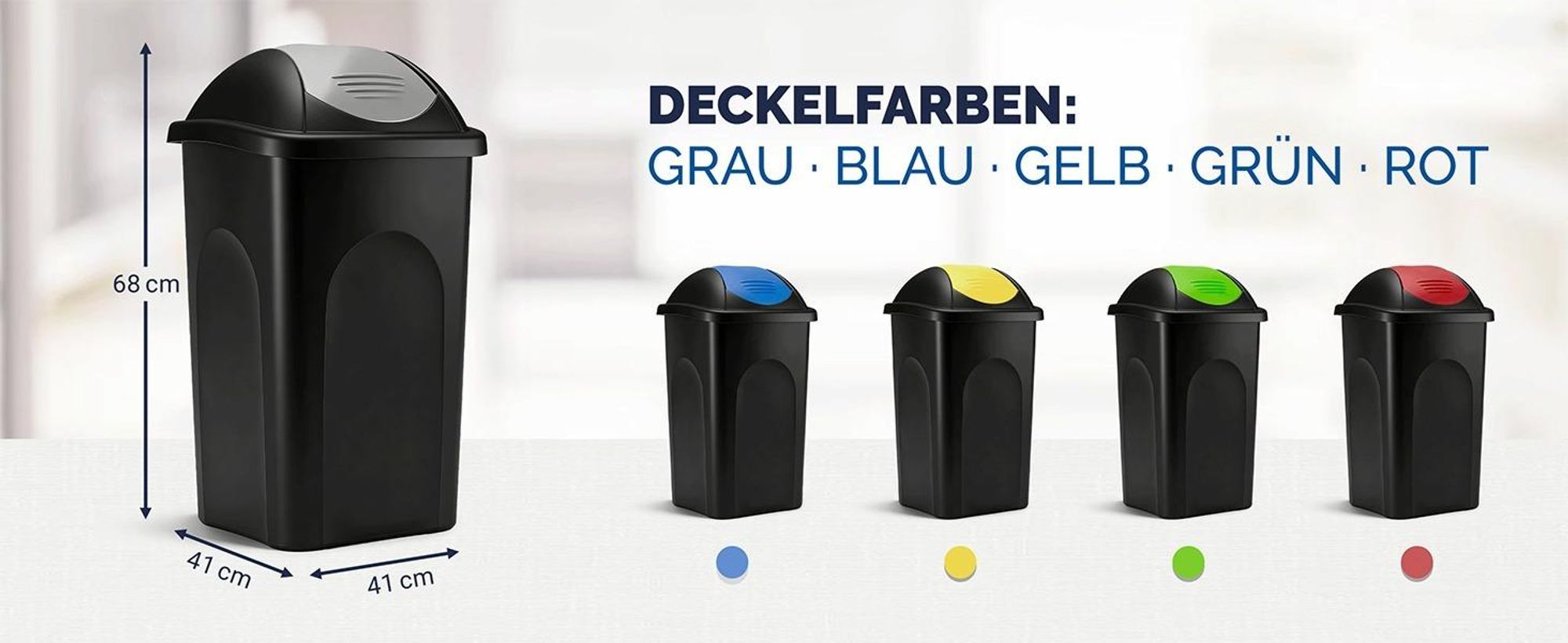 Stefanplast Mülleimer mit Schwingdeckel 60L