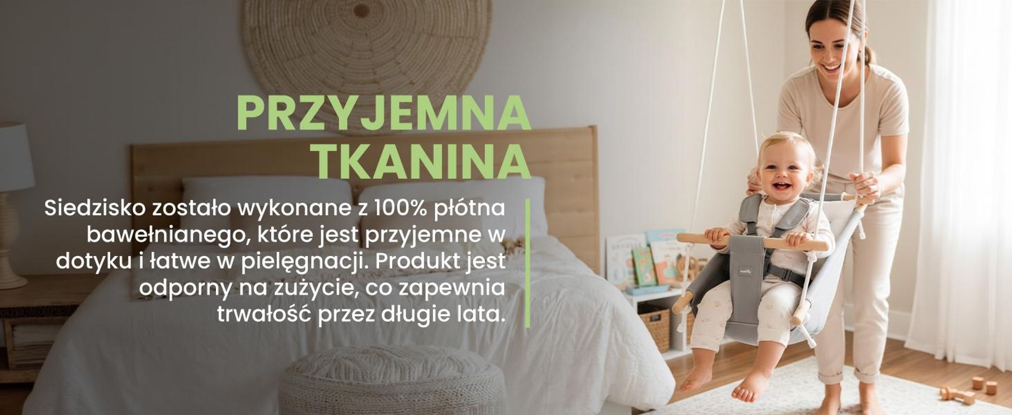 Huśtawka dla niemowląt, hamak, leżaczek Malplay 3 w 1 z regulowanym pasem bezpieczeństwa do 60 kg, Malo Wave, szaro-biały