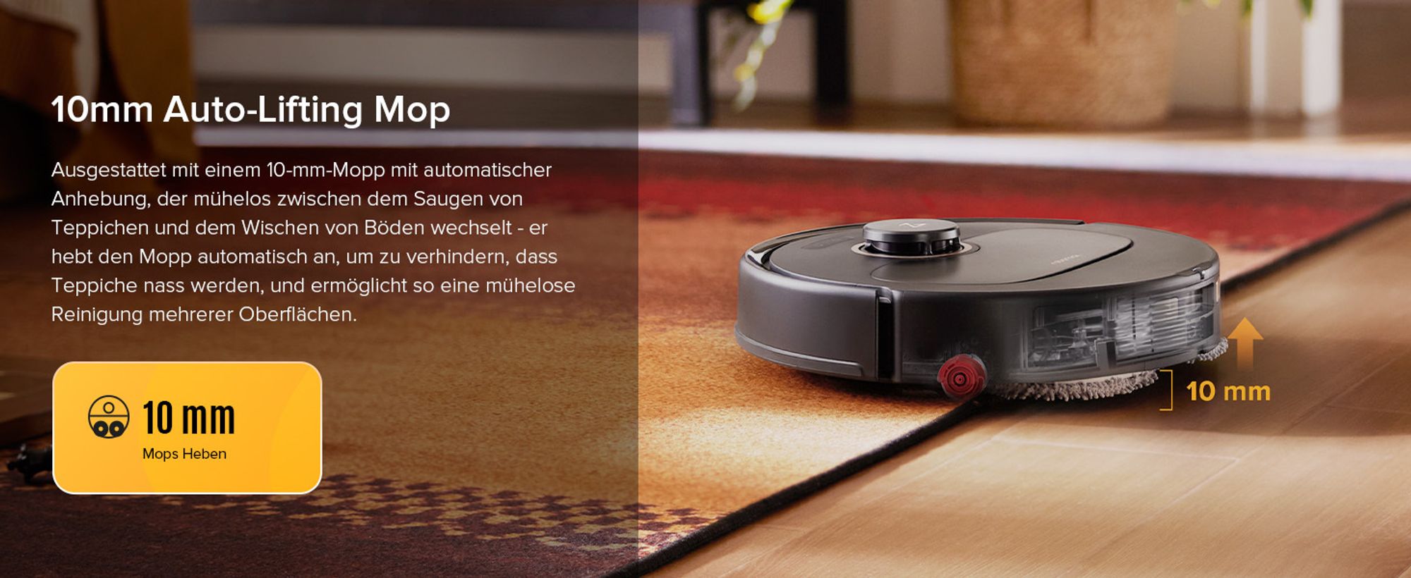 Roborock Qrevo S5V Saugroboter mit Wischfunktion, 12.000Pa, Zero-Tangle System, Warmlufttrocknung, Multifunktions-Dockingstation (Schwarz)