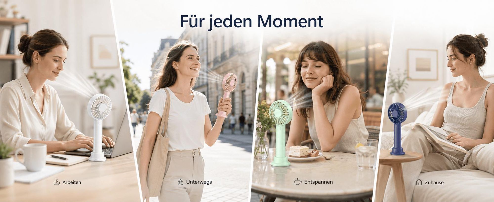 Tischventilator Leise 3 Windstufen 10 Stunden Laufzeit Extrem Starker Wind Wiederaufladbar