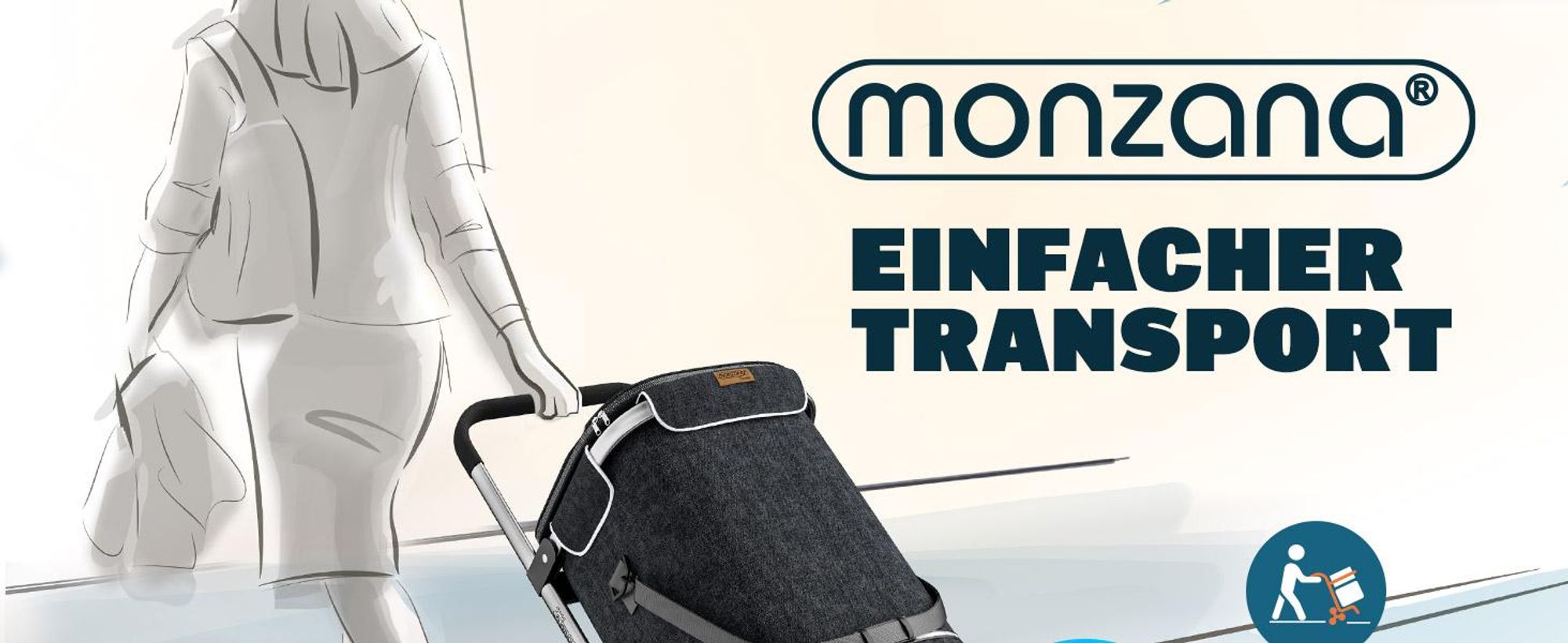 MONZANA® 3in1 Einkaufstrolley 56L bis 50 kg klappbar abnehmbare Tasche 6 Rollen Tragegurt Treppensteiger Einkaufswagen Einkaufshilfe Trolley Grau Meliert