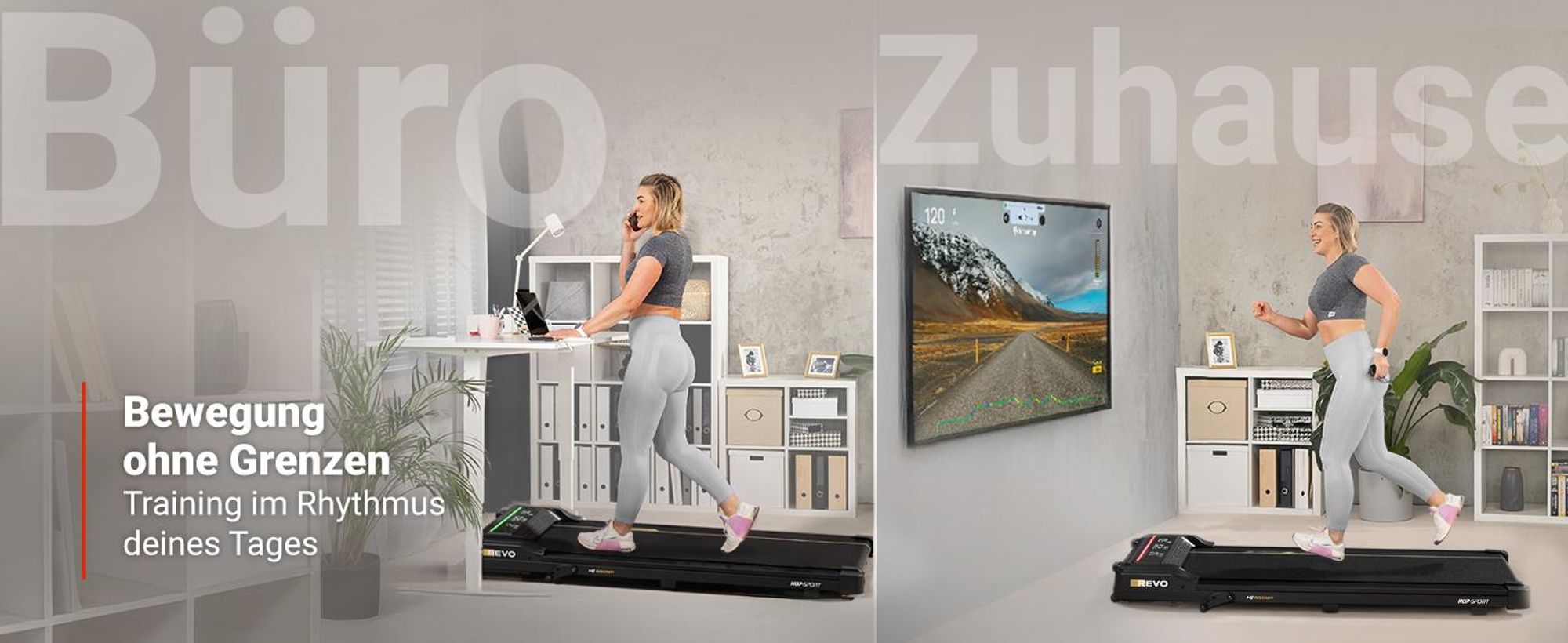HOP SPORT® HS-650WP Elektrisches Laufband, Walking Pad für Zuhause und Büro, App, Bluetooth, Laufband Schreibtisch, Home-Office, 1-6km/h, LED-Display
