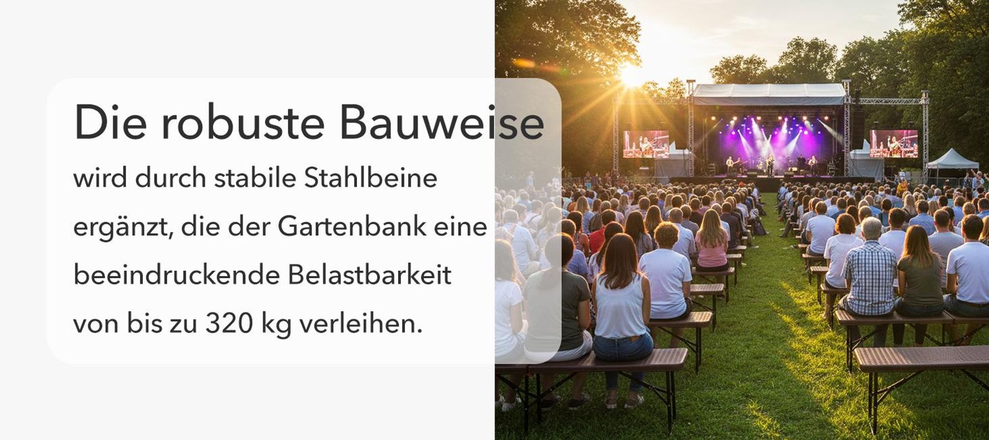 Floordirekt Gartenbank Kagawa klappbare Sitzbank wetterfest 183 cm in Braun für Garten, Balkon & Events