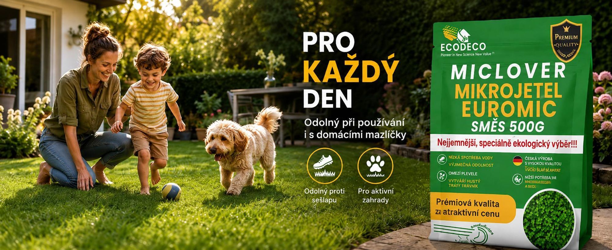 EcoDeco mikrokonóice Euromic MicLover 0,5 kg, kvalifikovaná osiva C/1 pro hustý trávník
