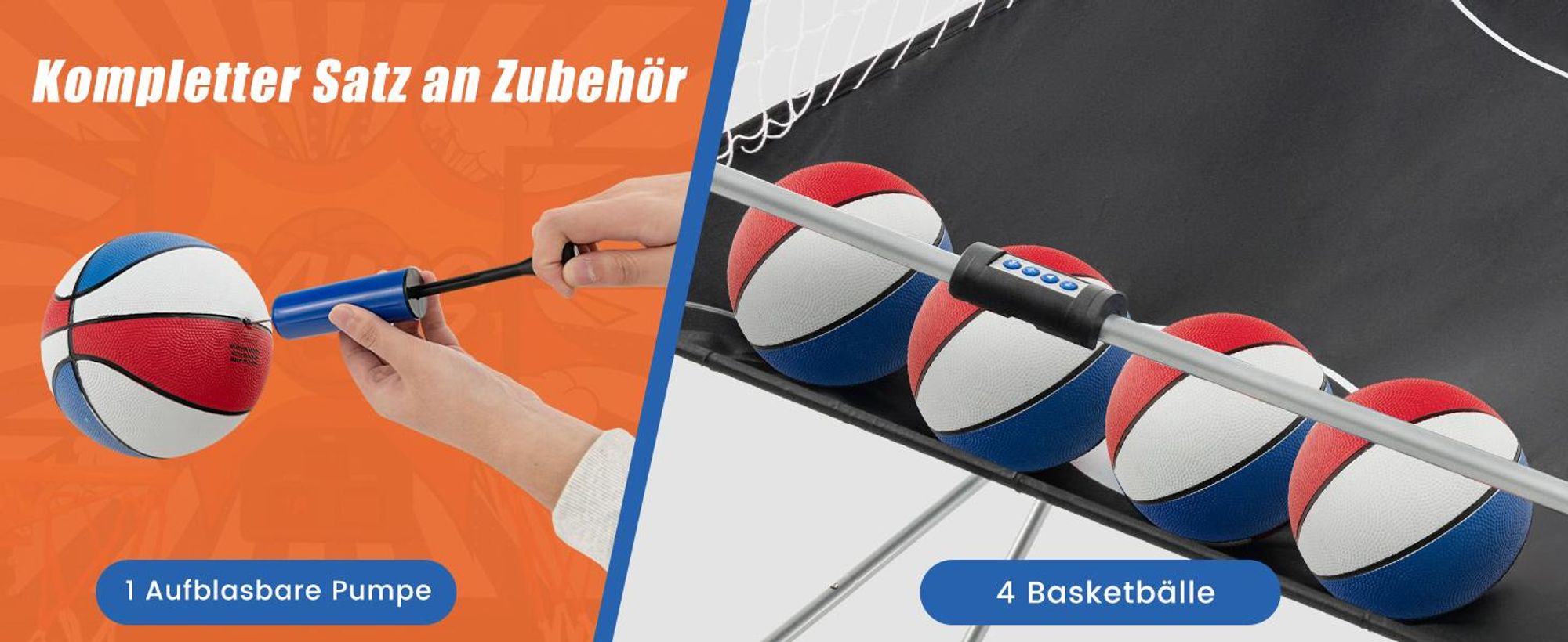 COSTWAY Basketballkorb Basketball Automat inkl. 4 Bällen klappbar Basketballständer Basketballspiel Schießmaschine