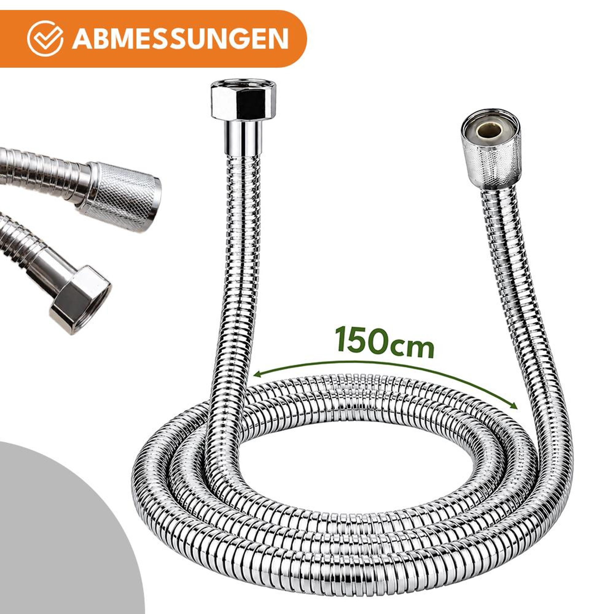KRUMAD Duschschlauch 1,5 m Edelstahl, Brauseschlauch flexibel, Handbrausenschlauch, Verlängerung für Dusche, leichter Ersatzschlauch Badezimmer