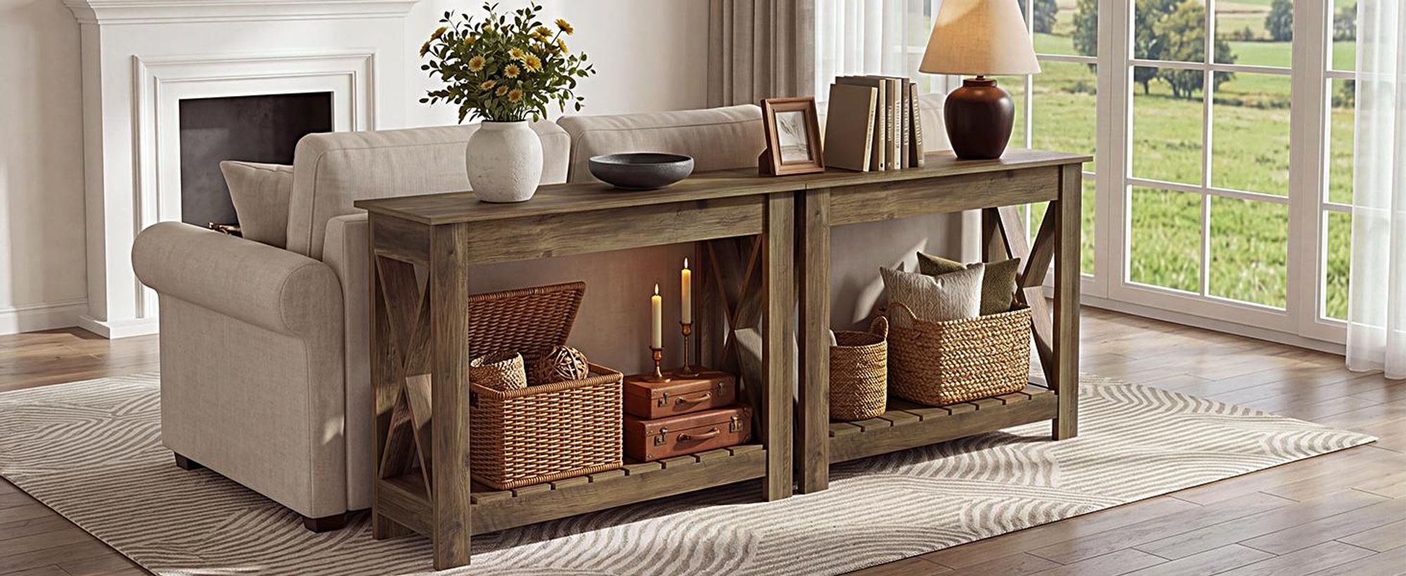Tribesigns 100 cm Konsolentisch für kleine Räume, schmaler Beistelltisch im Landhausstil, rustikaler Flurtisch, Akzenttisch für Wohnzimmer, Wohnung