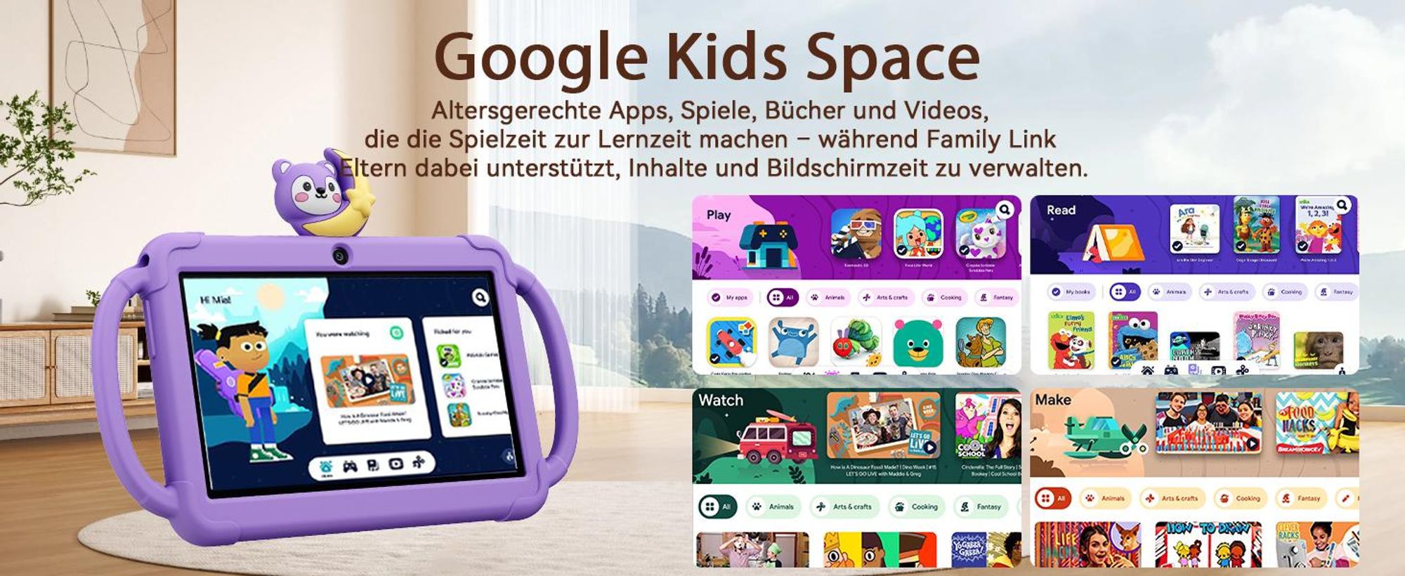 VerkfulPc-Tabwee Tablet K8 für Kinder, 6(4+2)+32 GB, mit iWawa Kindersicherung and mit Kindgerechte Hülle