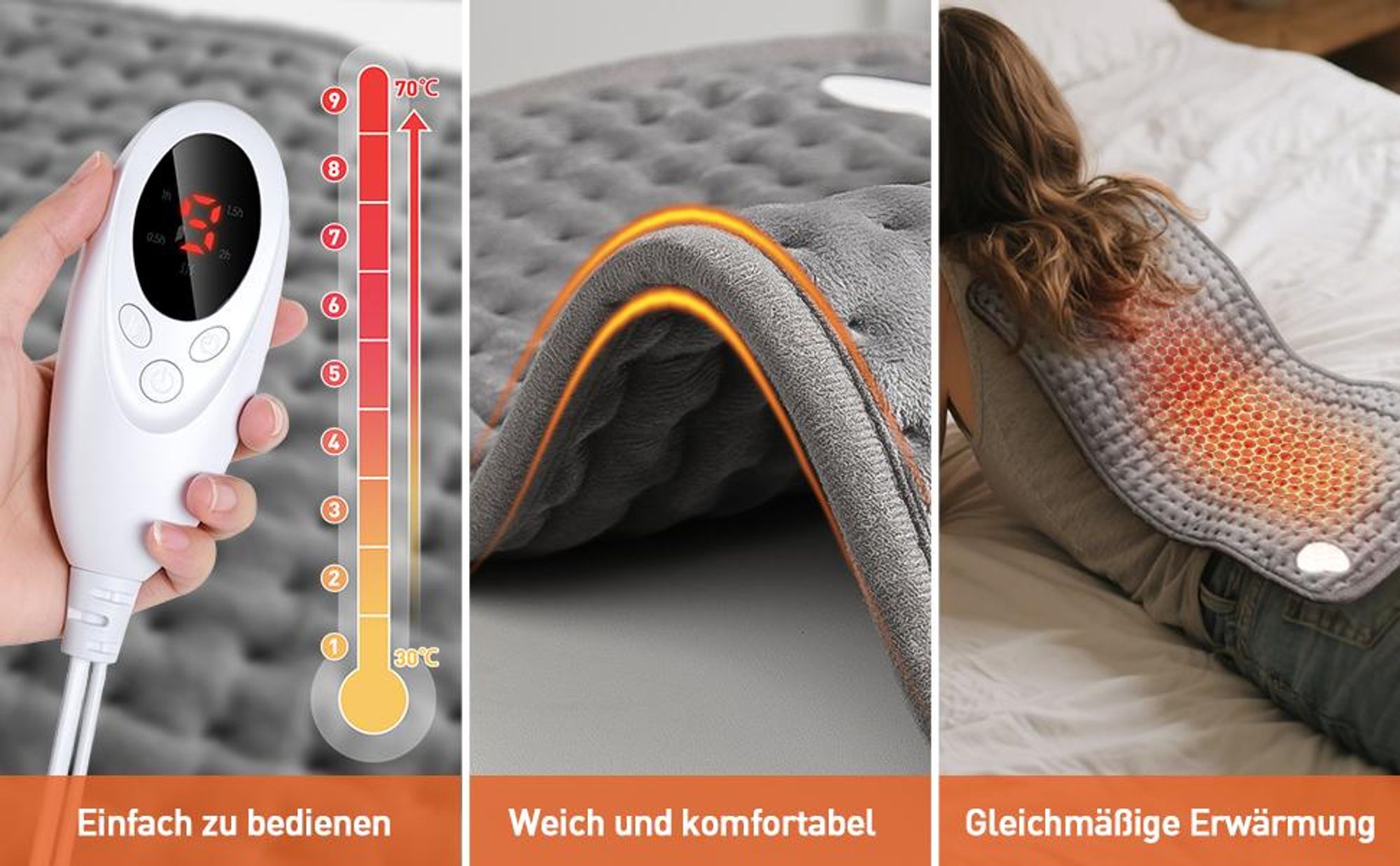 Wärmekissen, Heizkissen, Heizdecke, Rückenwärmer, Schnelle Erwärmung, mit Abschaltautomatik, Waschmaschine, für Rücken, Füße, Nacken, Schultern