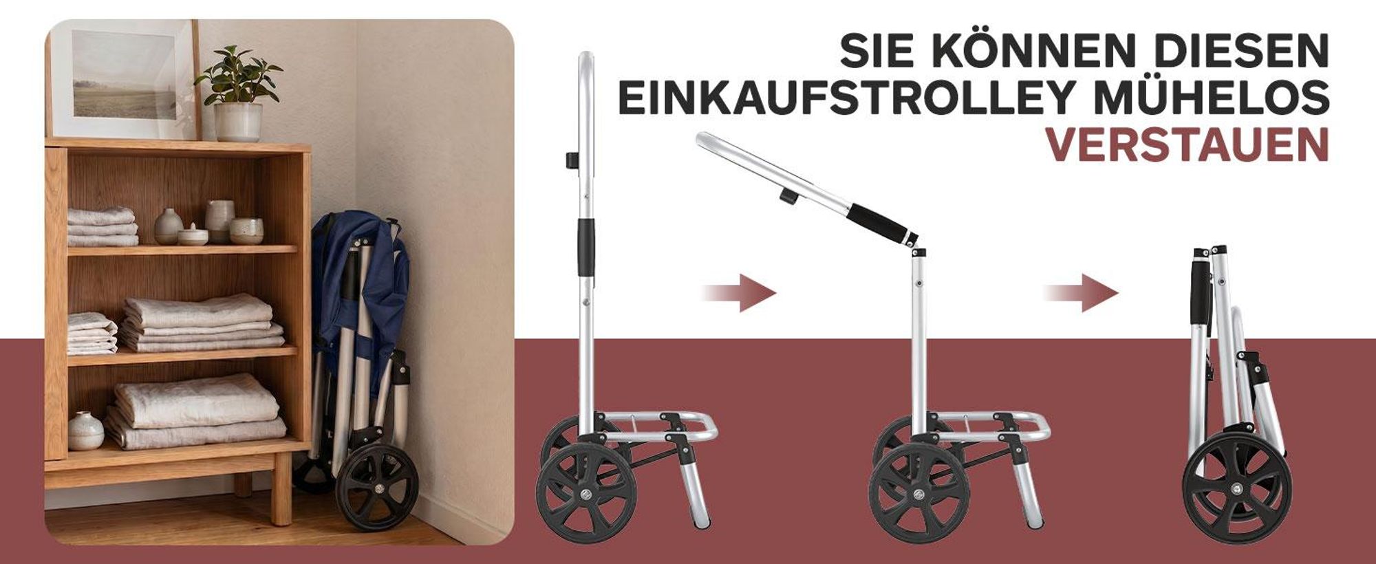 Sekey 50L Aluminium Trolley Faltbar Einkaufstrolley Klappbar, Shopping Trolley, Rucksack, Kühlfach - Blau