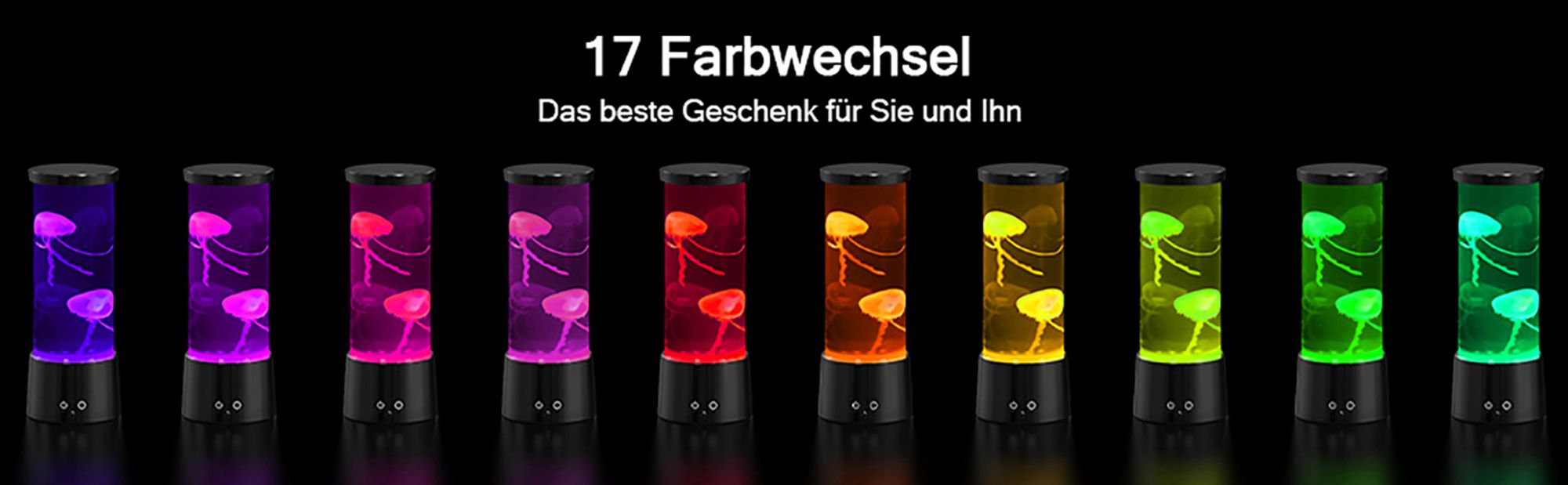 Quallen Lampe Lavalampe 17 Farben 4 Lichtmodi Jellyfish Lamp Fantasy LED Quallen Aquarium Lampe Runde Geschenke für Kinder Erwachsene Dekoration
