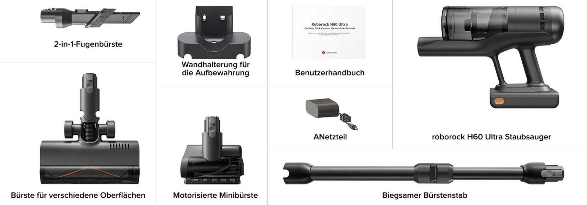 Roborock H60 Ultra Akku Staubsauger, 210AW kraftvolle Saugleistung, 90 Min. Maximale Laufzeit, 90° Flexibler Saugrohr, Staubsauger kabellos