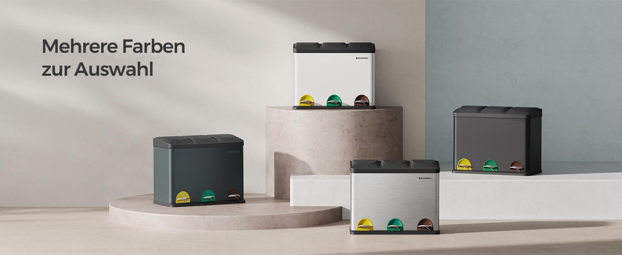 SONGMICS Mülleimer Mülltrennsystem, Abfalleimer, Edelstahl, 45 L