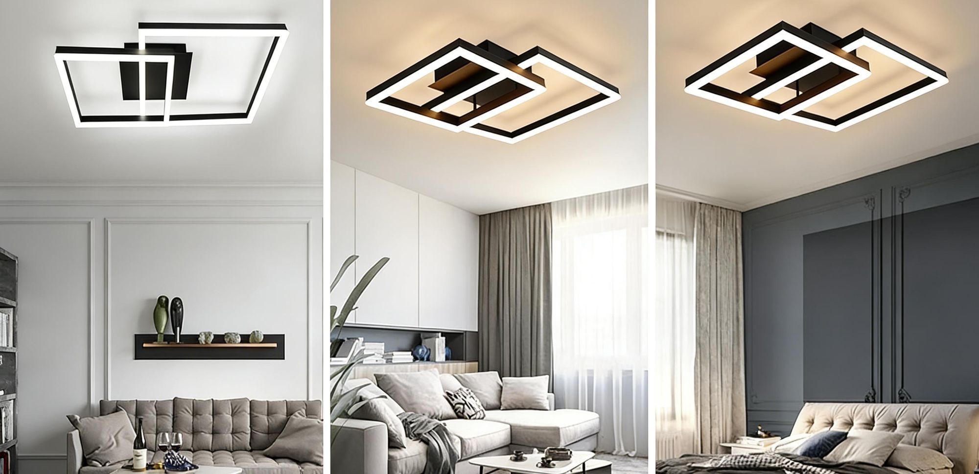 ZMH lampa sufitowa LED do salonu - ściemnialna czarna lampa do salonu nowoczesny design z pilotem wykonana z metalu oświetlenie sufitowe do kuchni