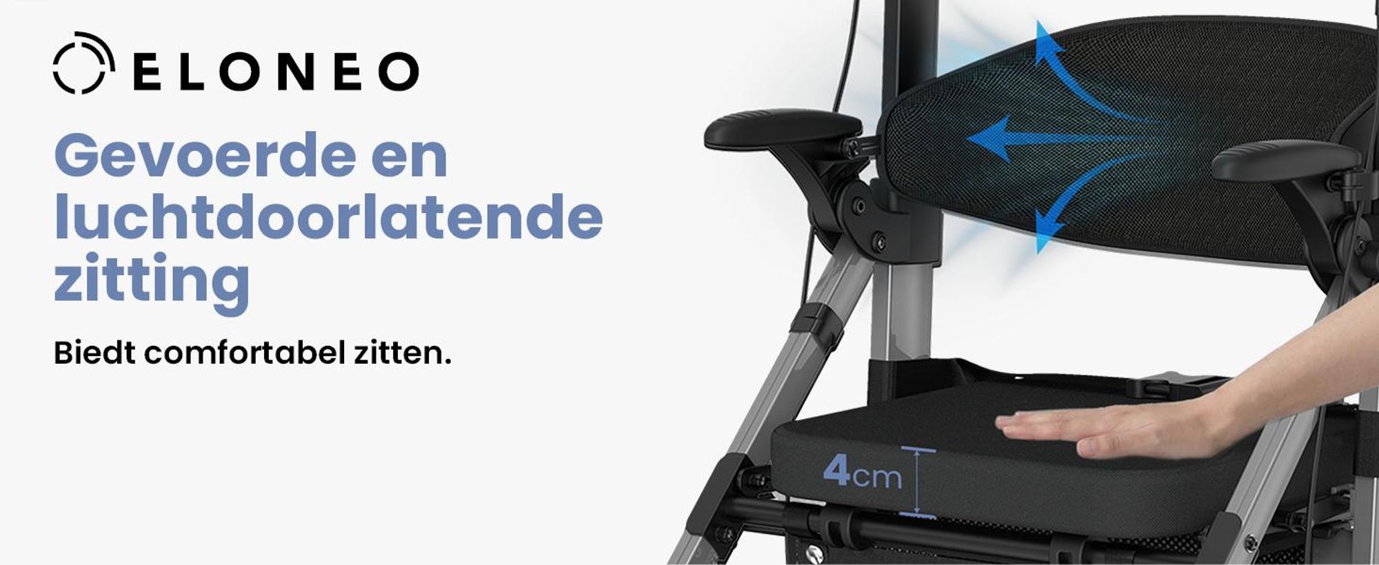 ELONEO 2-in-1 rolstoel/rolator, opvouwbaar en lichtgewicht met zitplaats, outdoor rolstoel/rolator, opvouwbaar, aluminium loophulpmiddel voor senioren - Grijs