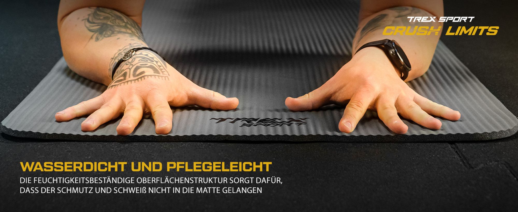 TREX SPORT Gymnastikmatte Fitnessmatte TX-018NGM | Yogamatte Pilates 180×60×1cm | Trainingsmatte rutschfest, wasserdicht, Tragegurt | Sportmatte grau