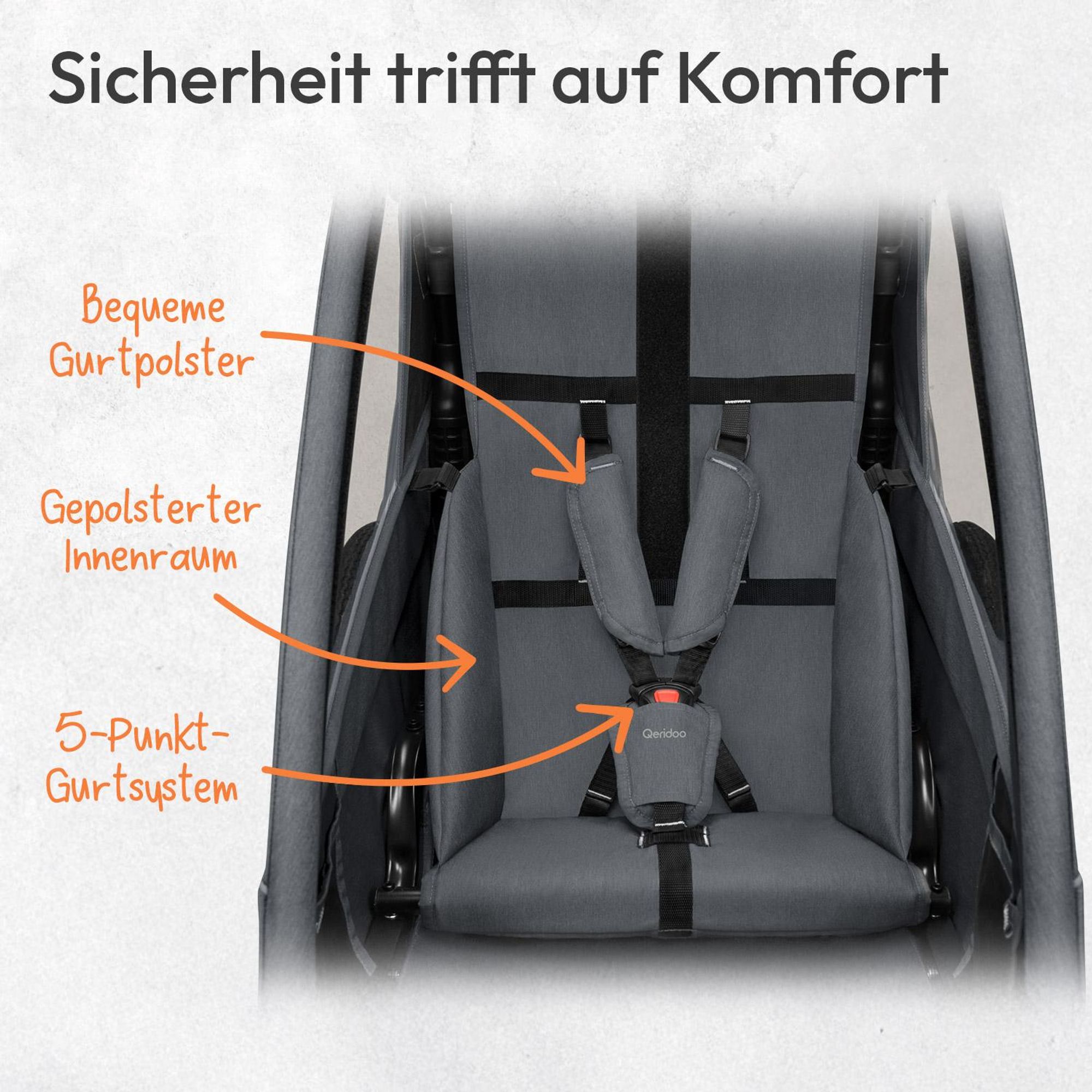 Qeridoo QUPA 1 - Kinderfahrradanhänger für 1 Kind, Farbe: Lime