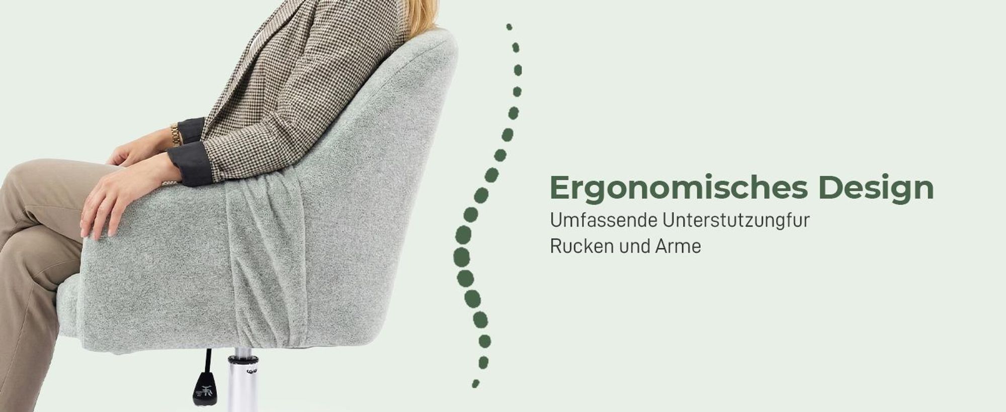 Schreibtischstuhl mit Armlehnen, Drehstuhl mit Rollen, Polsterstuhl,Hellblau-Grün