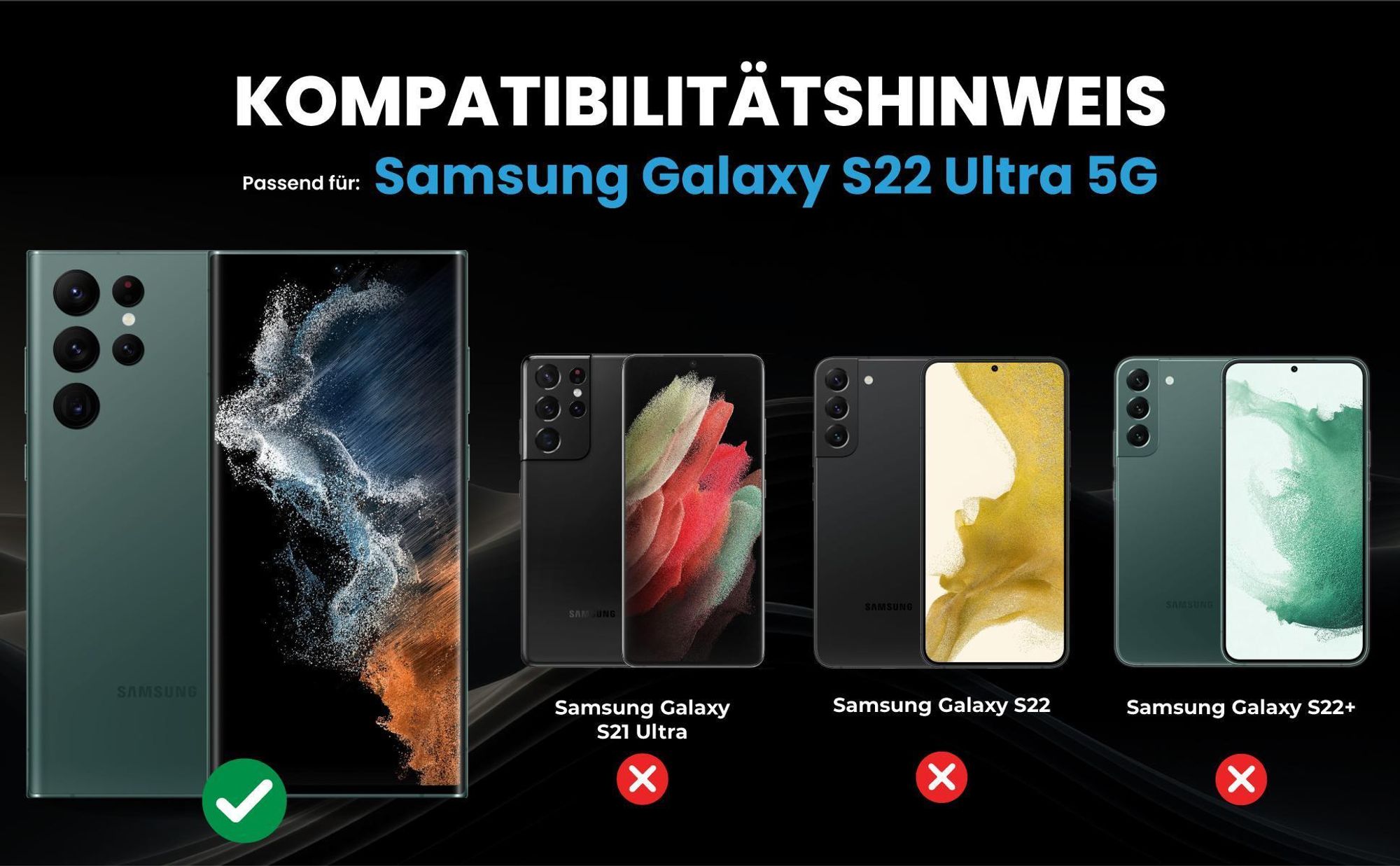 Kompatibilitätshinweise Hülle für Samsung Galaxy S22 Ultra 5G