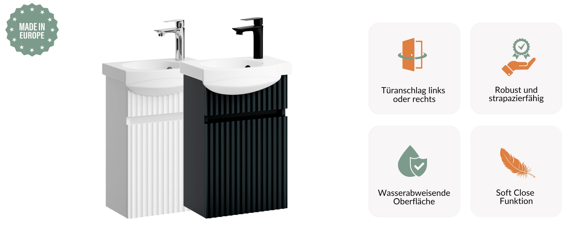 Waschtischunterschrank mit Waschbecken Wega 40 cm Anthrazit matt