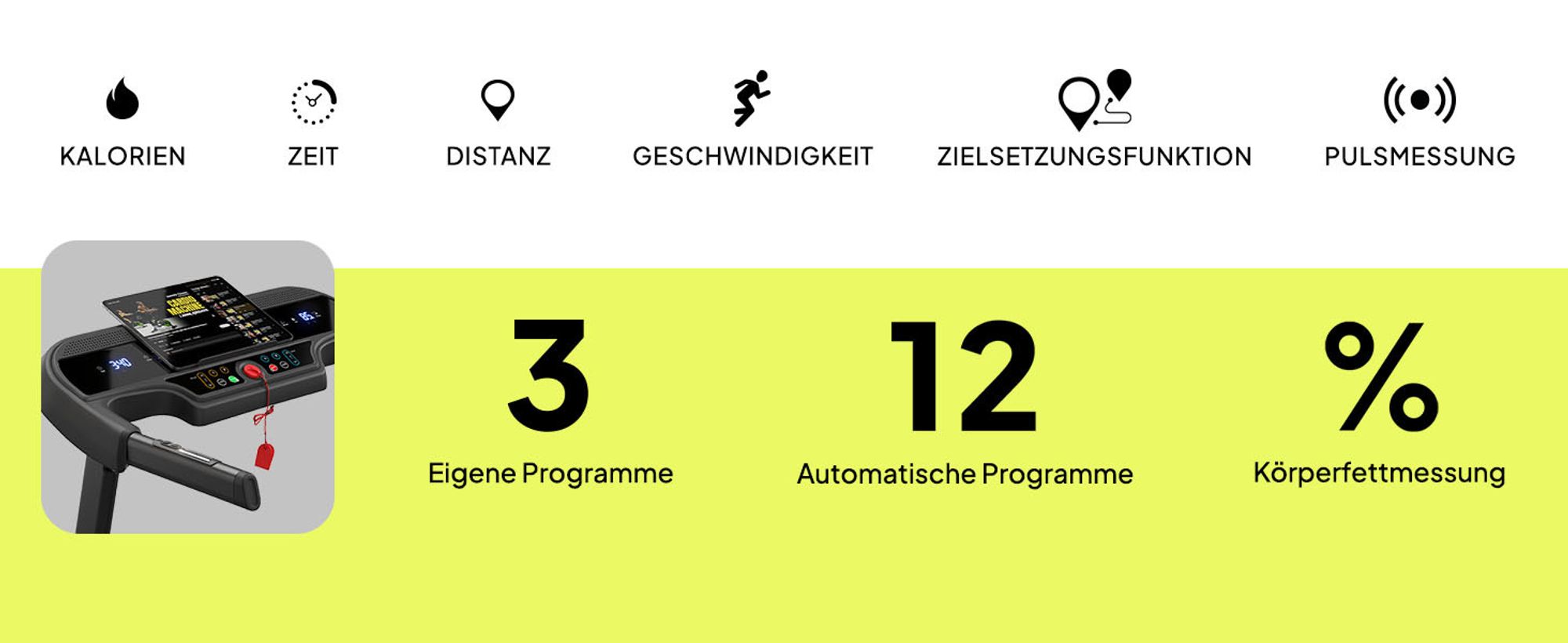 Zipro Laufband Elektrisch Pulse – Mit Automatischer Steigung Belastbar Klappbarer Heimtrainer mit 8-fach Dämpfung Pulsmessung & LED Display Bis 130kg