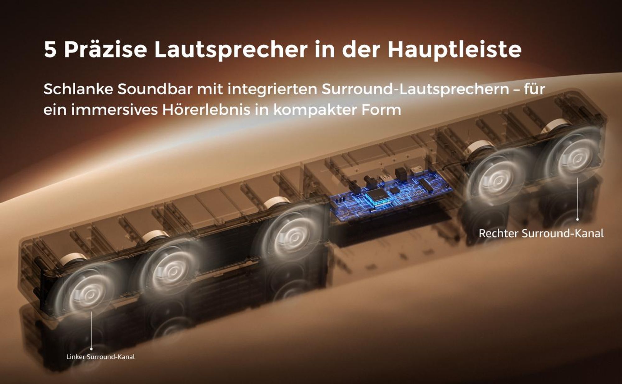 ULTIMEA 5.1 Dolby Atmos Soundbar, Heimkino-Soundsystem mit Subwoofer für TV, 300W Leistung, einstellbare Bassverstärkung, App-Steuerung, Bluetooth 5.4