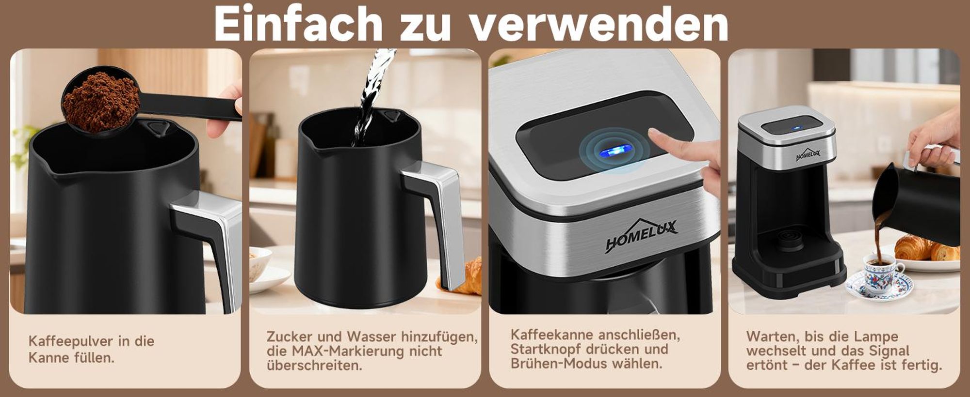 Türkische Kaffeemaschine 250 ml Mokka Maschine,650W Turkish Coffee Maker,Türkischer Kaffeekocher Elektrisch, Türkische Kaffeekann Für Mokka