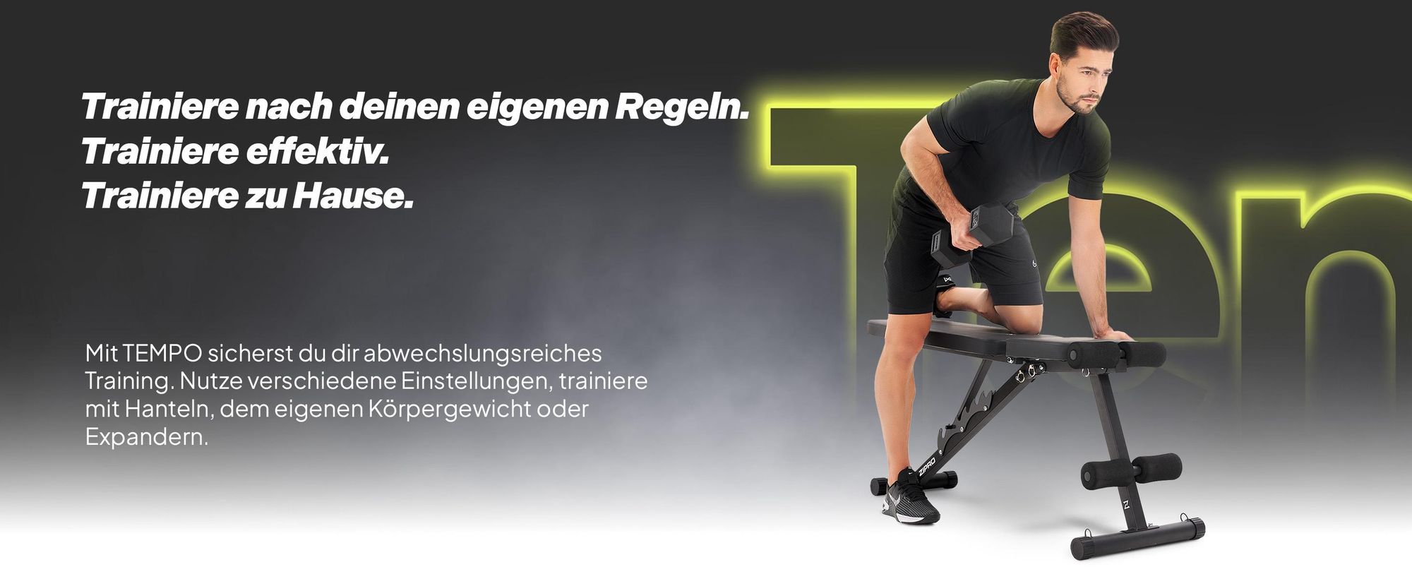 Zipro Hantelbank Klappbar Tempo – Verstellbare Trainingsbank für Zuhause Schrägbank Negativbank mit Expandern 230kg Belastbar Ideal für Kurzhanteln