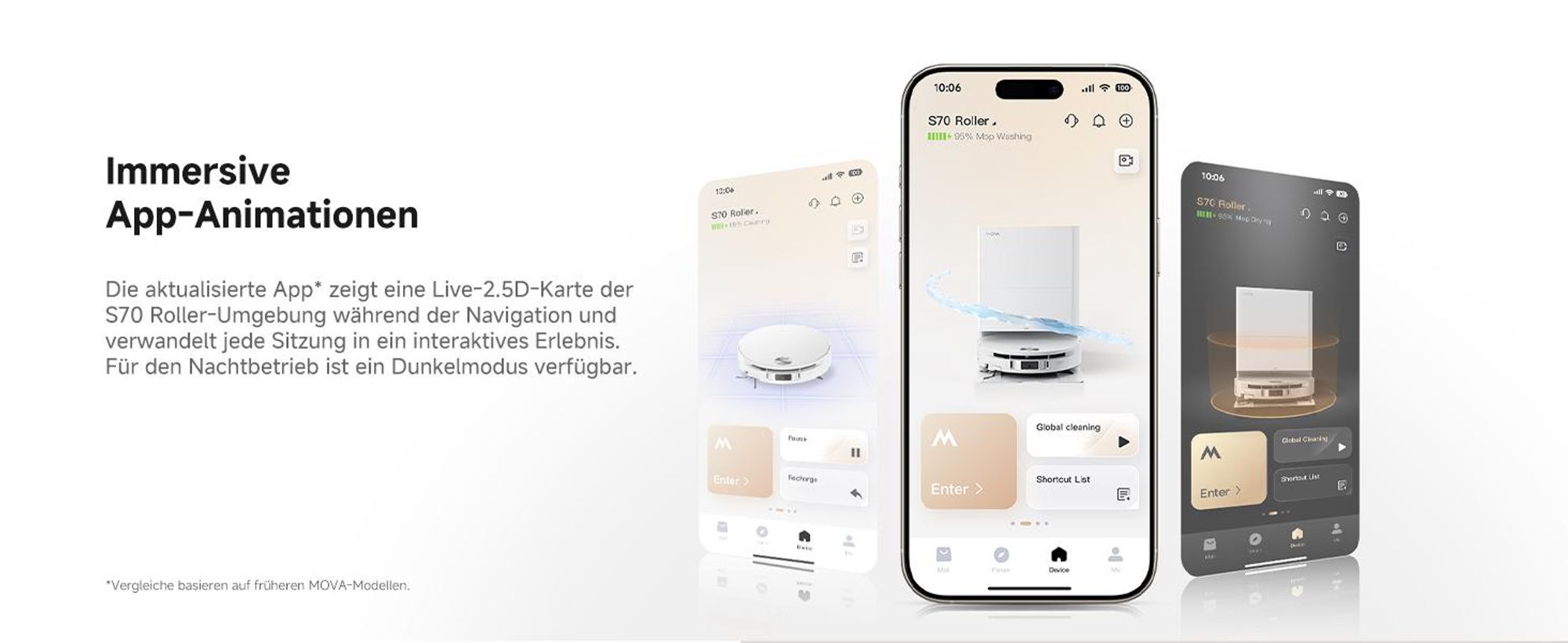 MOVA S70 Roller Saugroboter mit Wischfunktion und Station, 28000Pa, 80°C Heißwasser, Dual-Laser Navigation, 17N Druck, 3.2L Staubbeutel