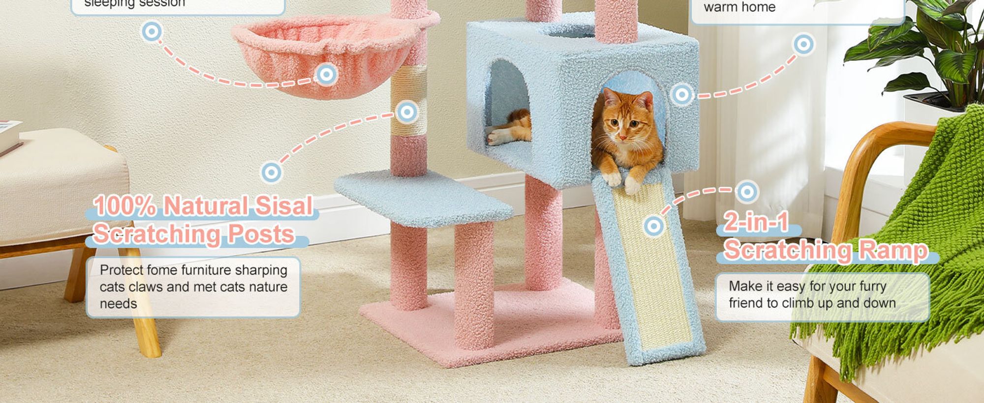 PAWZ Road Kratzbaum Blumen Katzenkratzbaum Sisal Katzenbaum Spielbaum für Katzen
