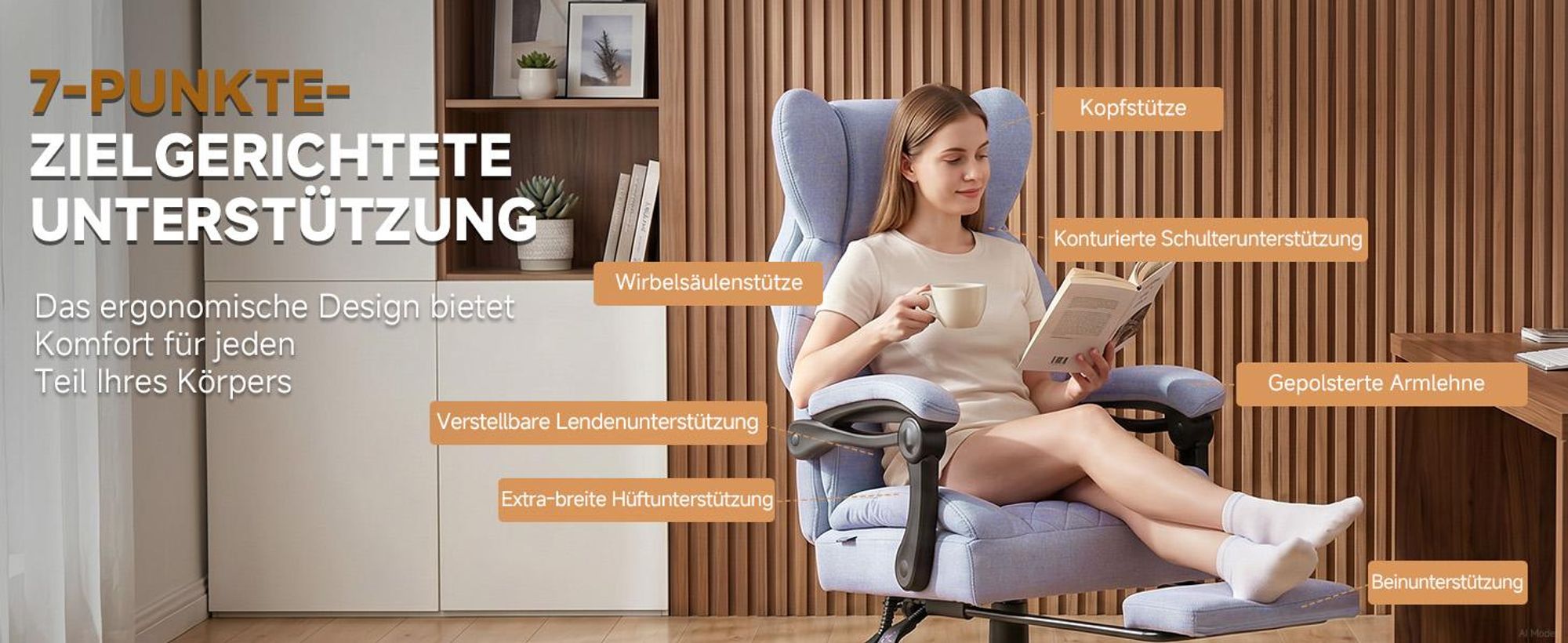 GTPLAYER Gaming Stuhl, Ergonomischer Bürostuhl mit Fußstütze und Lendenstütze, Hochlehner Chefsessel für Große, breiter Computersessel, Höhenverstellb