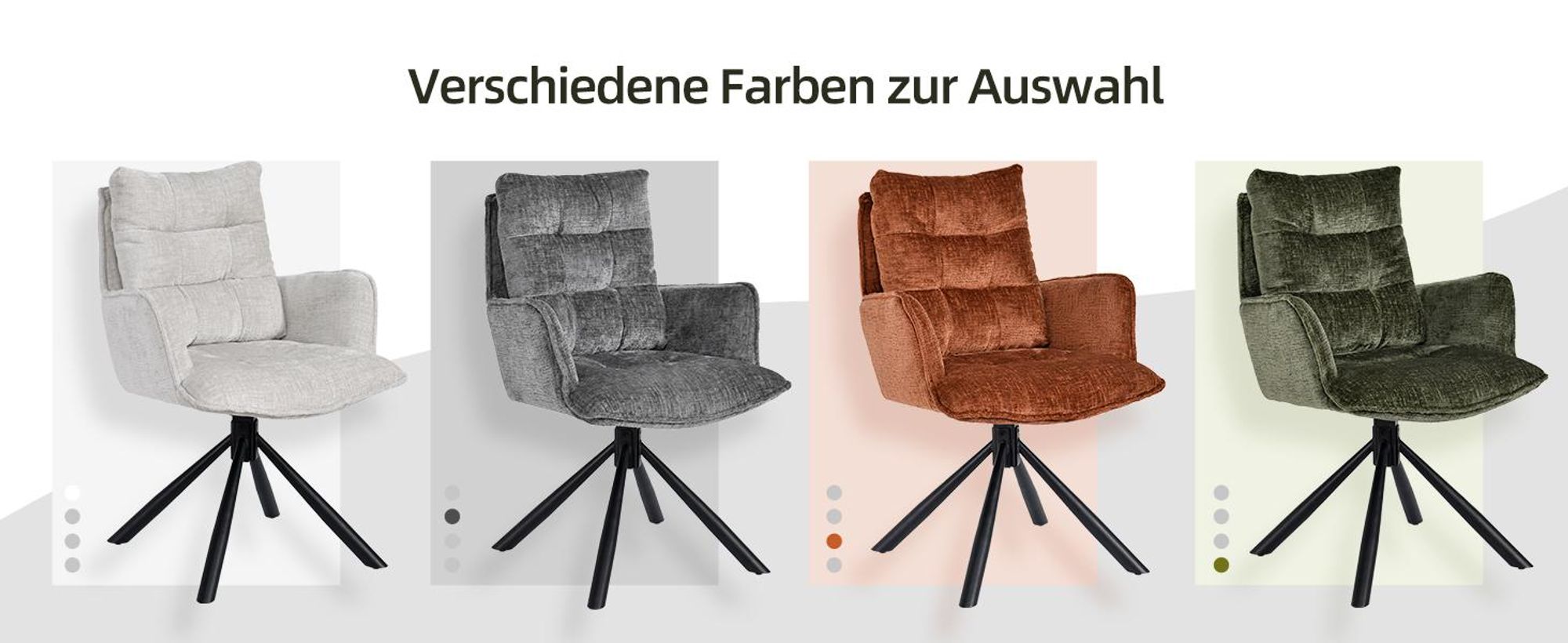 Duhome Esszimmerstuhl 360° Drehbar Loungesessel Chenille Stuhl Ergonomisch Sessel mit Rückstellfunktion für Büro Küche Wohnzimmer Schlafzimmer, Orange