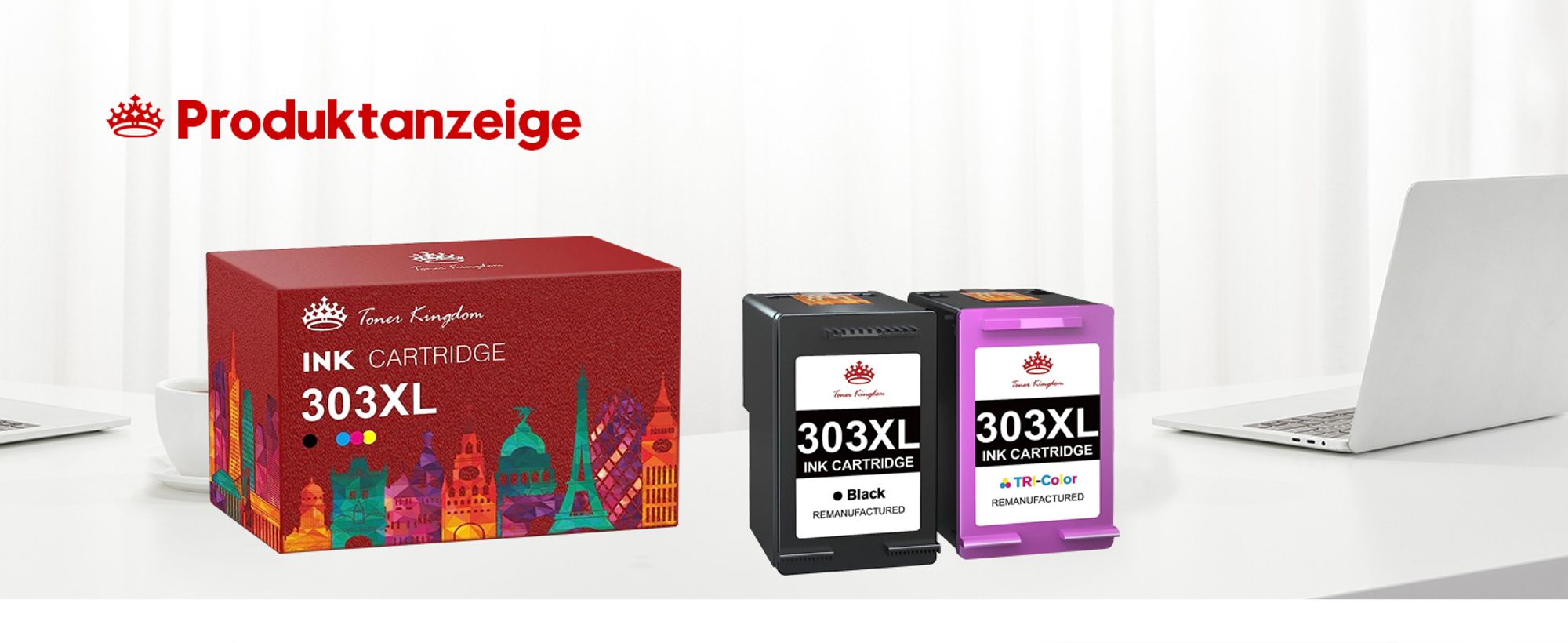 2er 303XL Multipack Tintenpatrone als Ersatz für HP 303 XL HP303XL Envy Photo 6220 6230 7130 7830 7834 Tango X【Schwarz=750 Seiten, Farbe=450 Seiten】