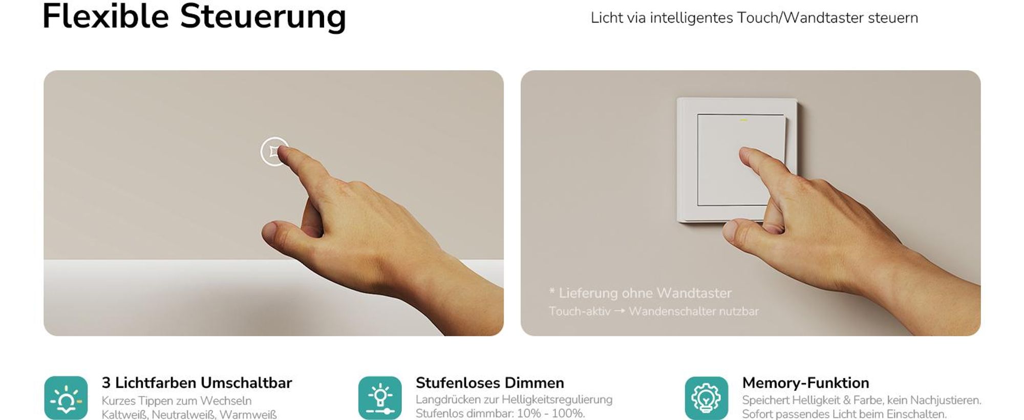 EMKE LED Badspiegel 100x60cm mit Beleuchtung 3 Lichtfarbe kaltweiß Neutral Warmweiß Lichtspiegel Badezimmerspiegel mit Touchschalter