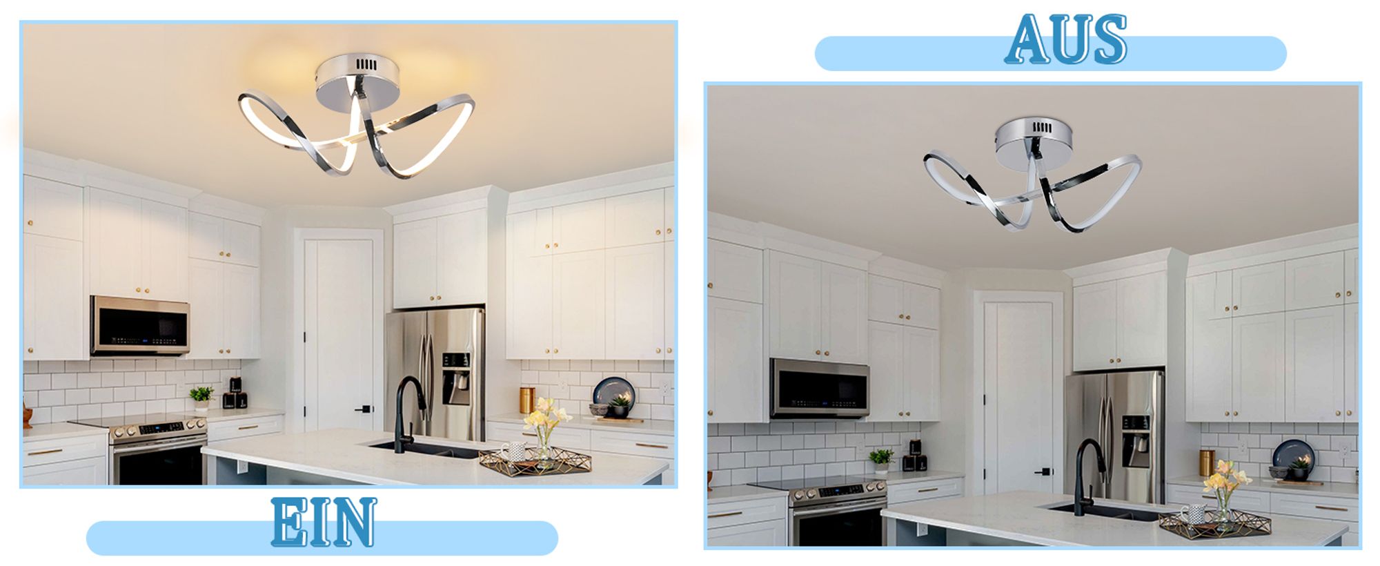 ZMH LED Deckenleuchte 12W Deckenlampe Wohnzimmer Modern Chrom Wohnzimmerlampe Innen Küchenlampe 3000K Warmweiß Deckenbeleuchtung für Schlafzimmer