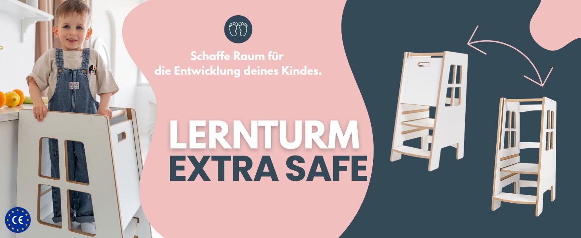 Kitchen Helper Extra Safe – sicherer und stabiler Lernturm für Kinder, höhenverstellbare Standfläche, robuste Konstruktion,