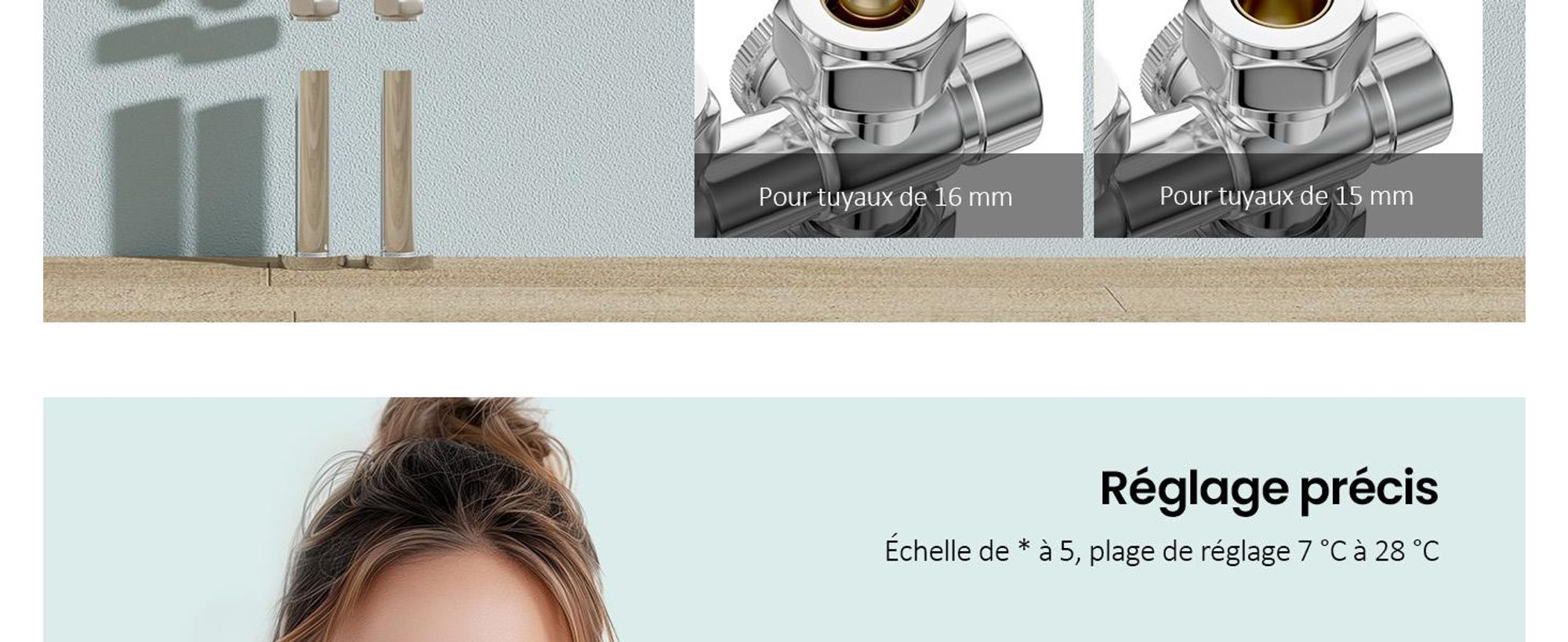 S'AFIELINA Set multibloc pour robinet de radiateur, chromé(1 pc) thermostat bloc robinet vanne accessoires de chauffage forme équerre et traversante