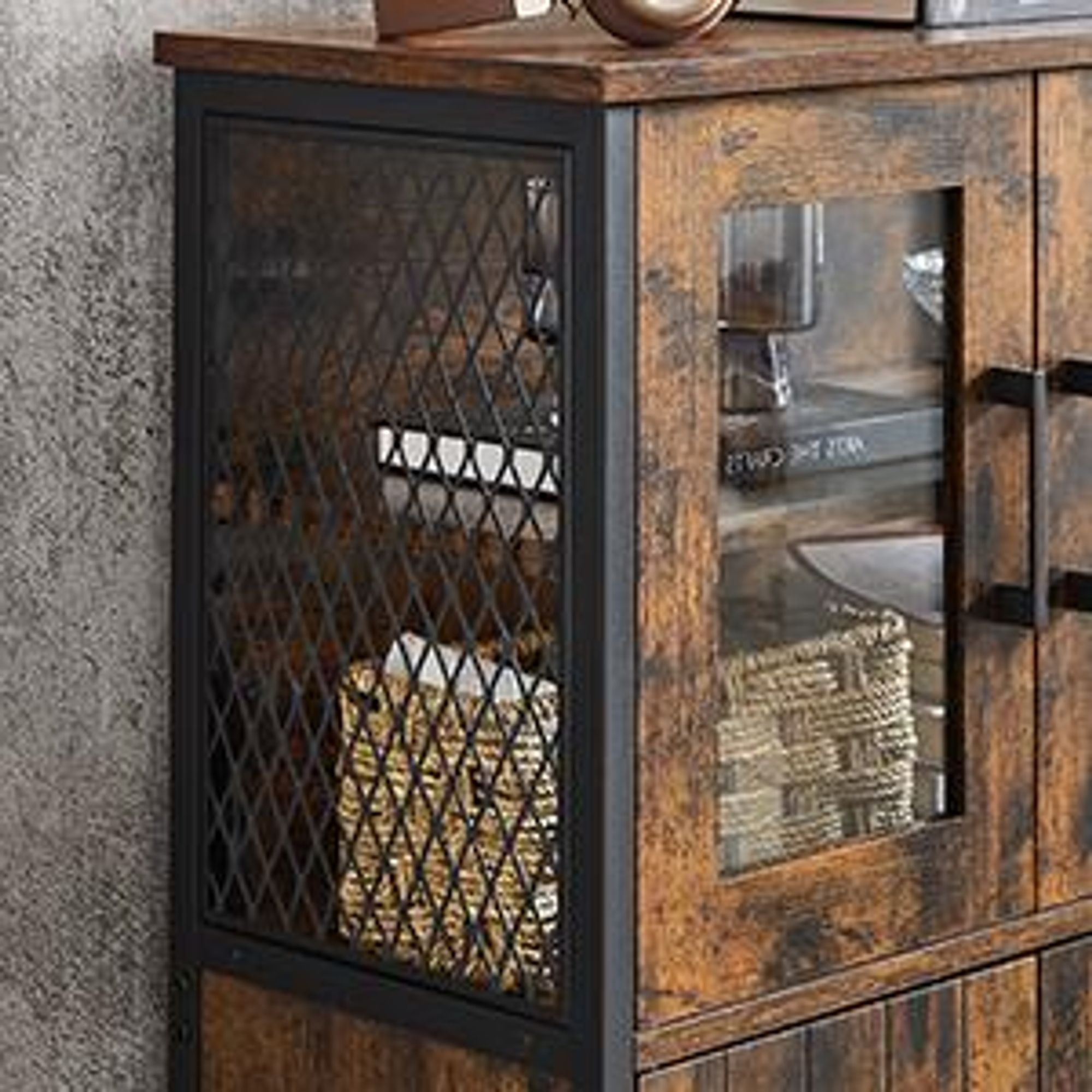 VASAGLE Highboard Kücheschrank, Höhe 108 cm, für Küche, Industriestil
