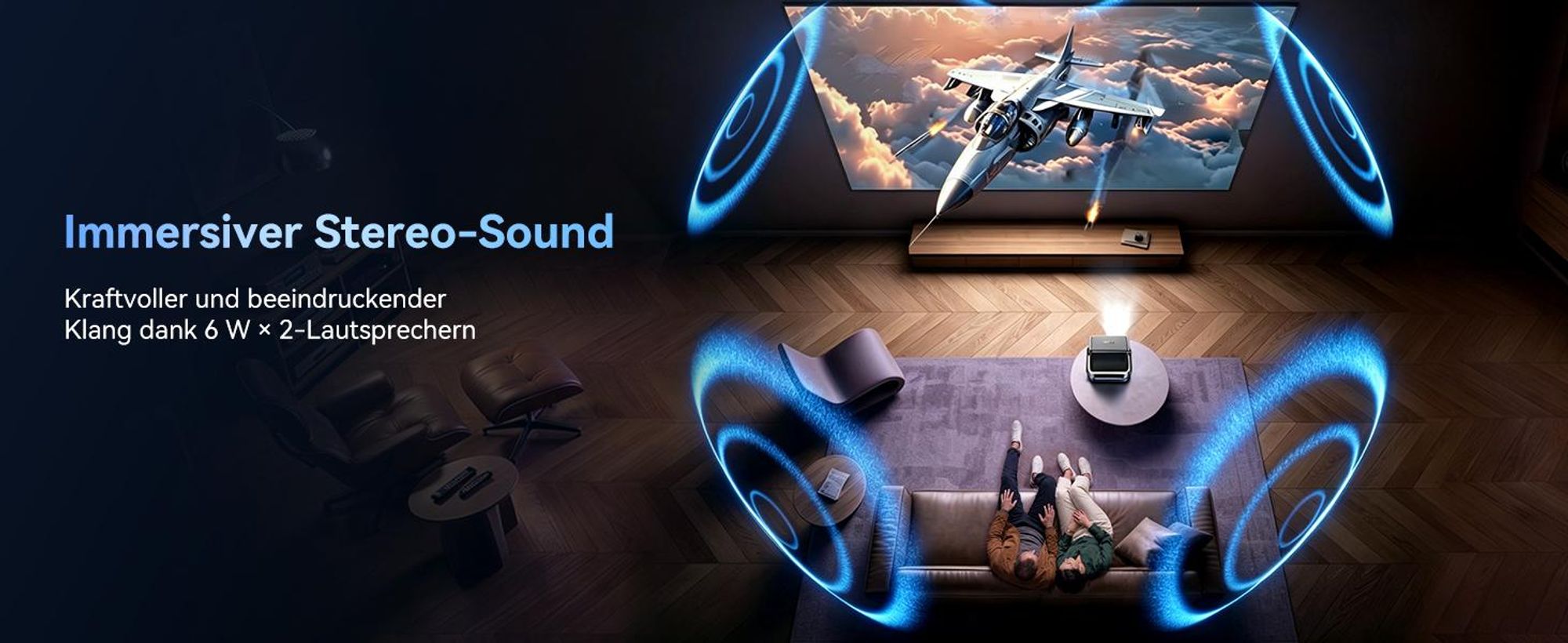 Blackview PV1000 Max, 1000 ANSI-Lumen, 1080p FHD, VIDAA OS, Dolby Audio 12W, 6-in-1 TOF AF, 40-150 Zoll, MT9660, WiFi 5+BT 5.0, AirPlay 2, 360° Gimbal