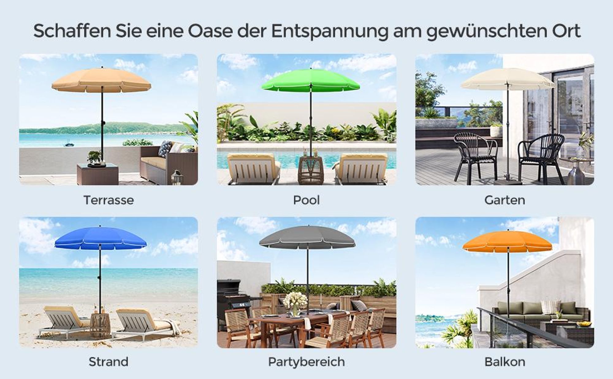 SONGMICS Sonnenschirm Ø 160 cm UPF 50+ mit Tragetasche